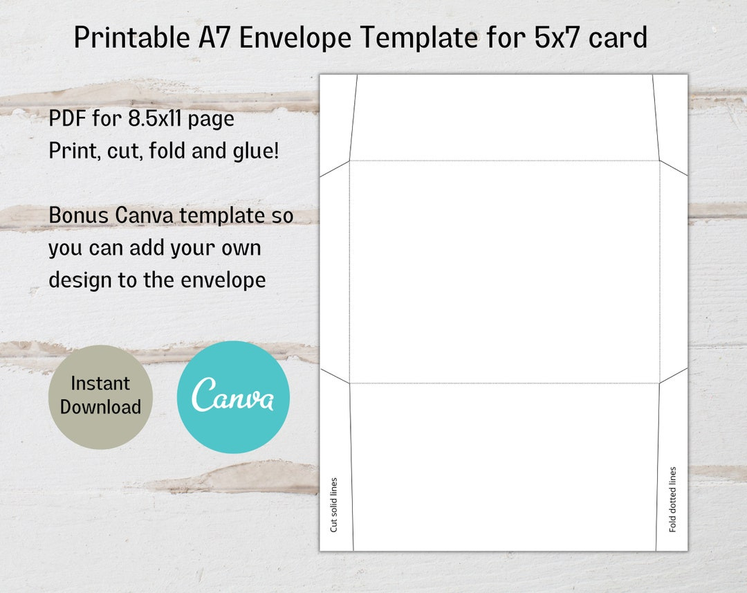 Printable A7 Envelope Template For 5X7 Card, Canva A7 Envelope Template -  Etsy throughout Printable Christmas Card Envelopes 5x7