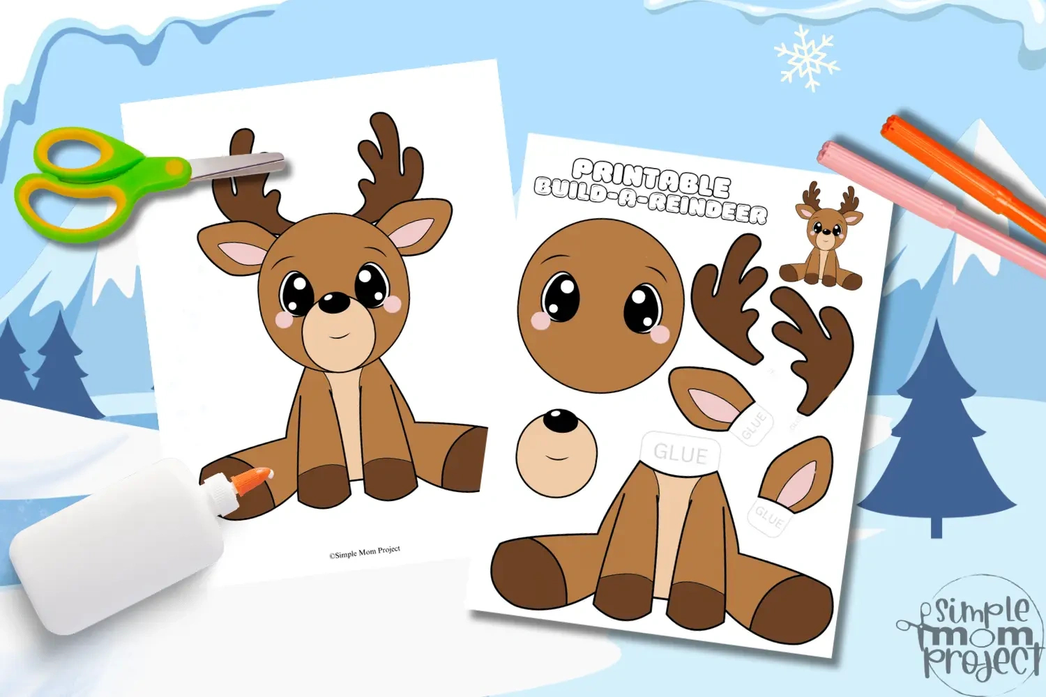Printable Build A Reindeer Craft Template For Kids - Simple Mom with Build Your Own Reindeer Printable