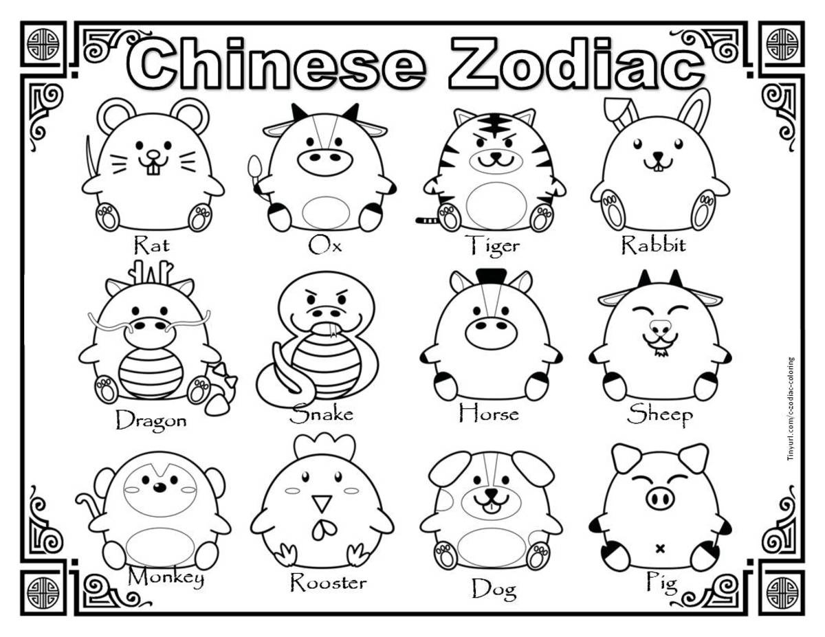 Printable Chinese Zodiac Coloring Sheets - Hubpages for Chinese New Year Animals Printables