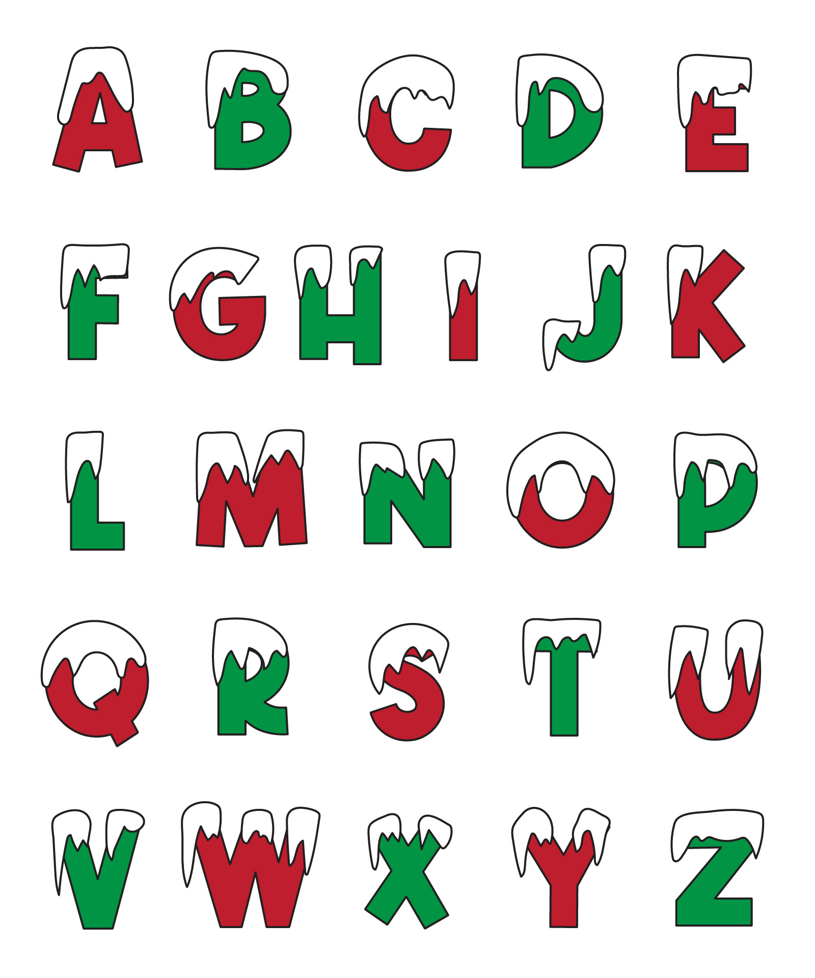 Printable Christmas Alphabet Letters - Printable Party Favors throughout Christmas Alphabet Words Printable