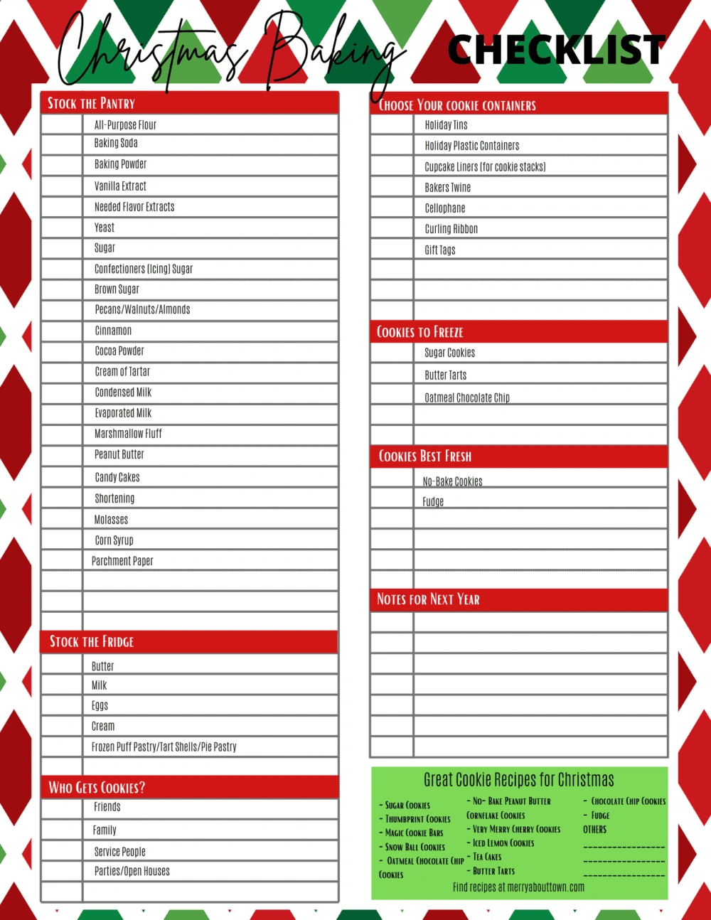 Printable Christmas Baking Checklist - Merry About Town for Christmas Baking List Printable