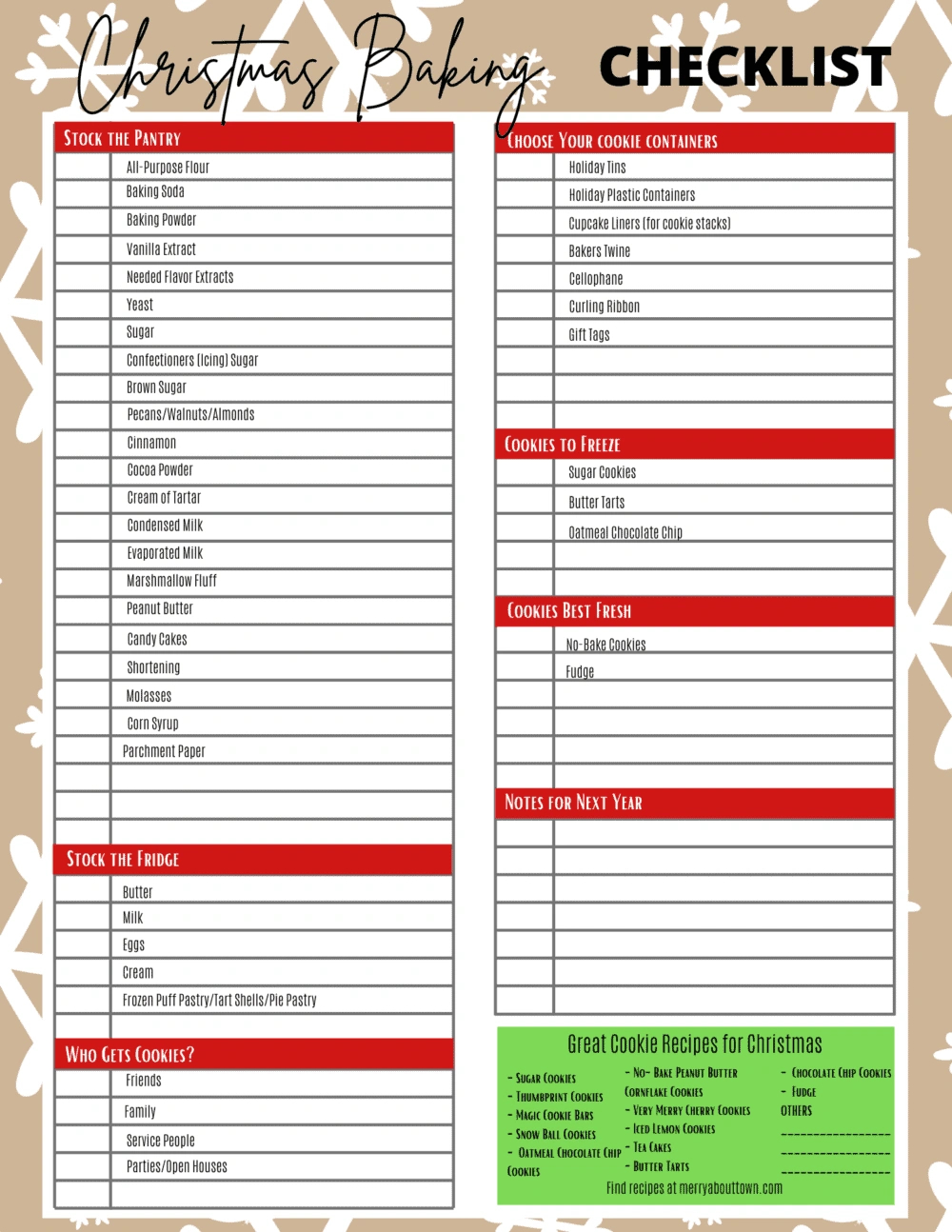Printable Christmas Baking Checklist - Merry About Town for Christmas Baking List Printable