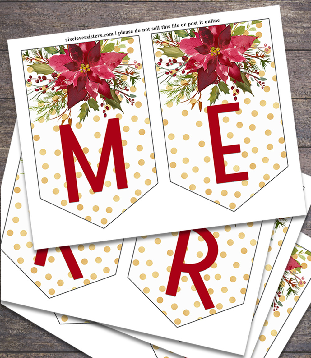 Printable Christmas Banner - Six Clever Sisters within Free Printable Banner Letters Christmas