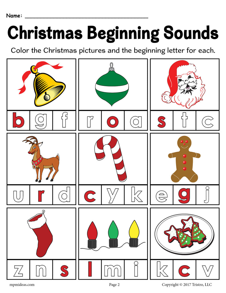 Printable Christmas Beginning Sounds Worksheet! - Worksheets Library inside Christmas Phonics Worksheets Printable