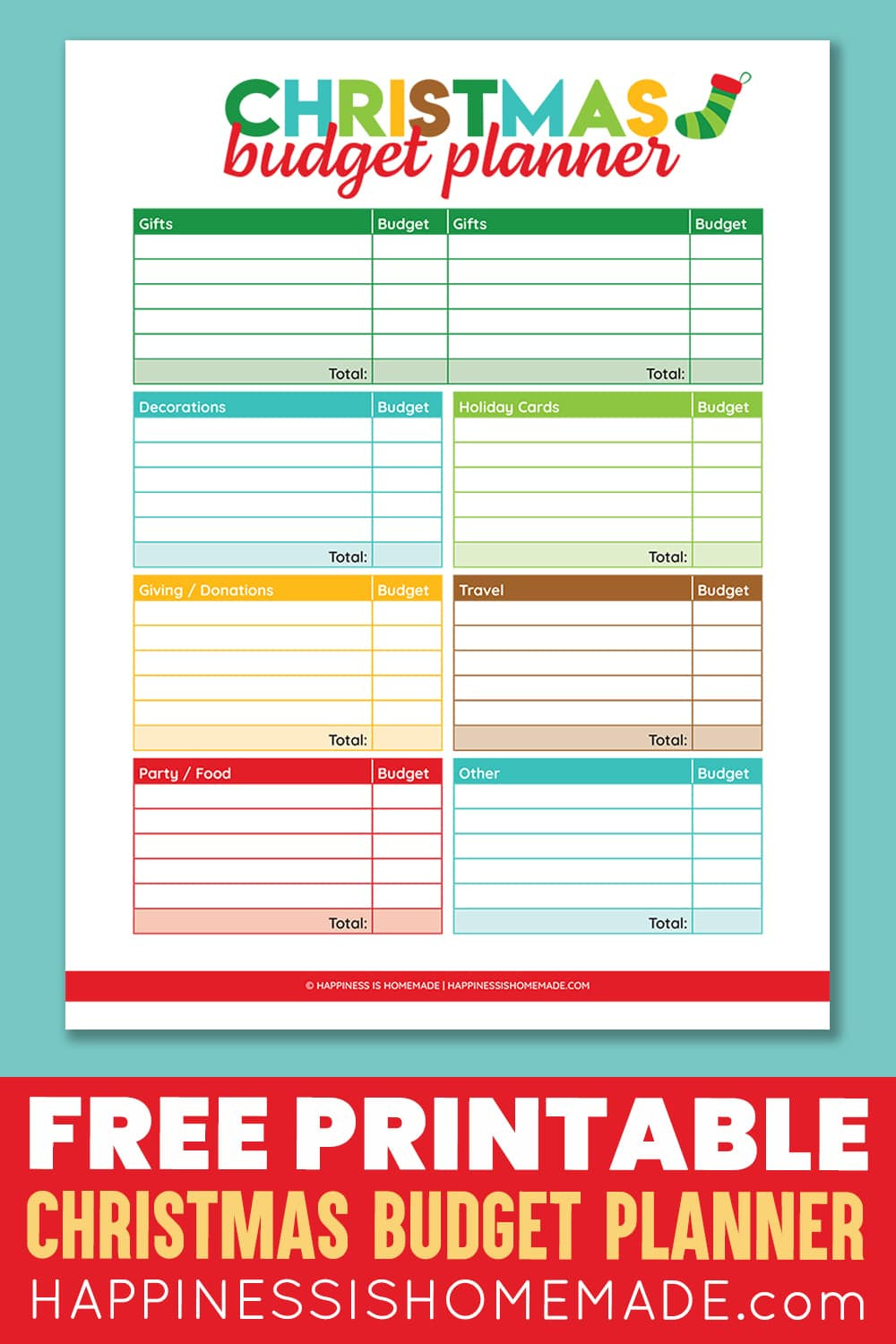 Printable Christmas Budget Planner - Happiness Is Homemade within Christmas Budget Worksheet Printable