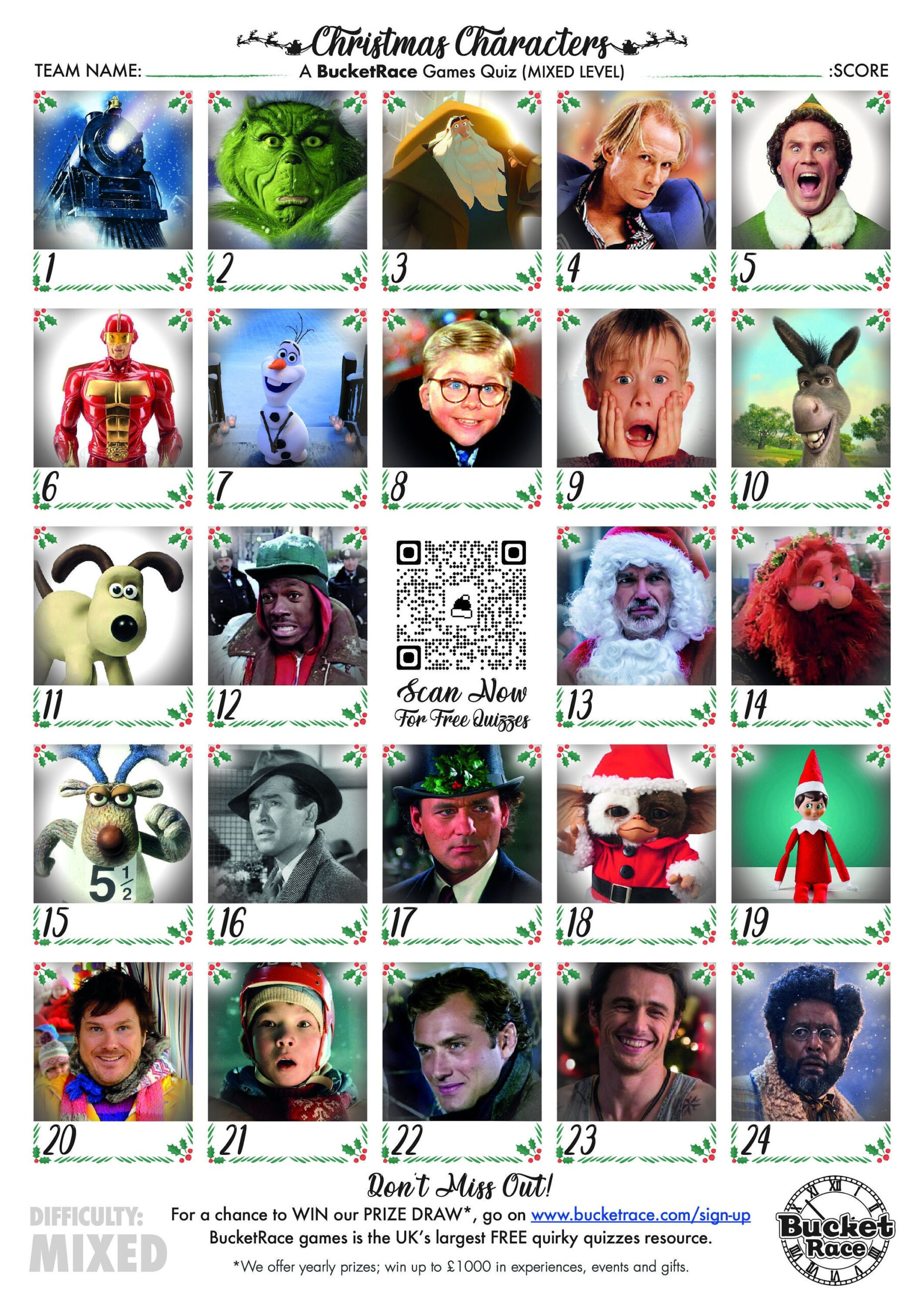 Printable Christmas Character Picture Quiz Mixed Level regarding Christmas Personality Quiz Printable
