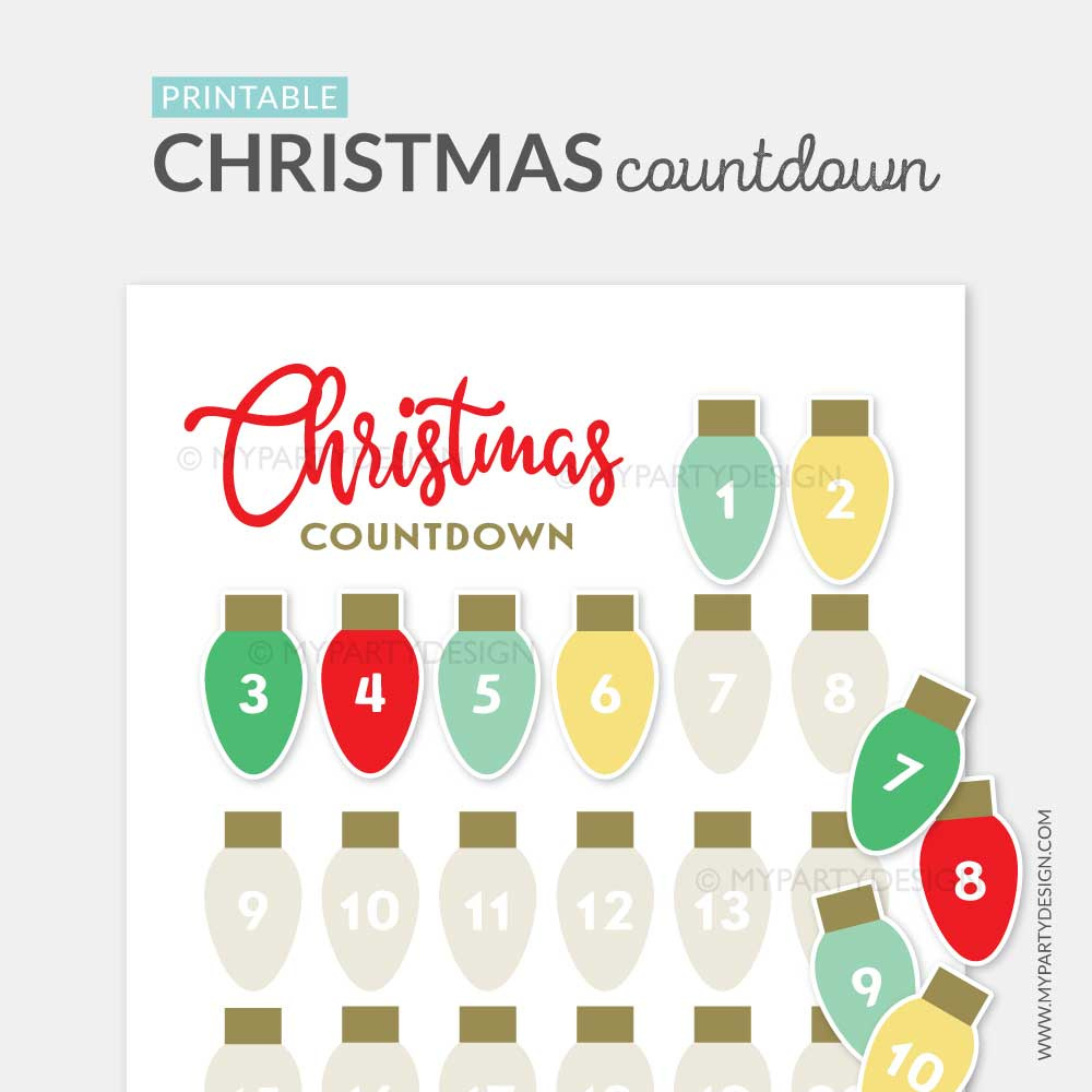 Printable Christmas Countdown Advent Calendar - My Party Design intended for Christmas Countdown Chart Printable