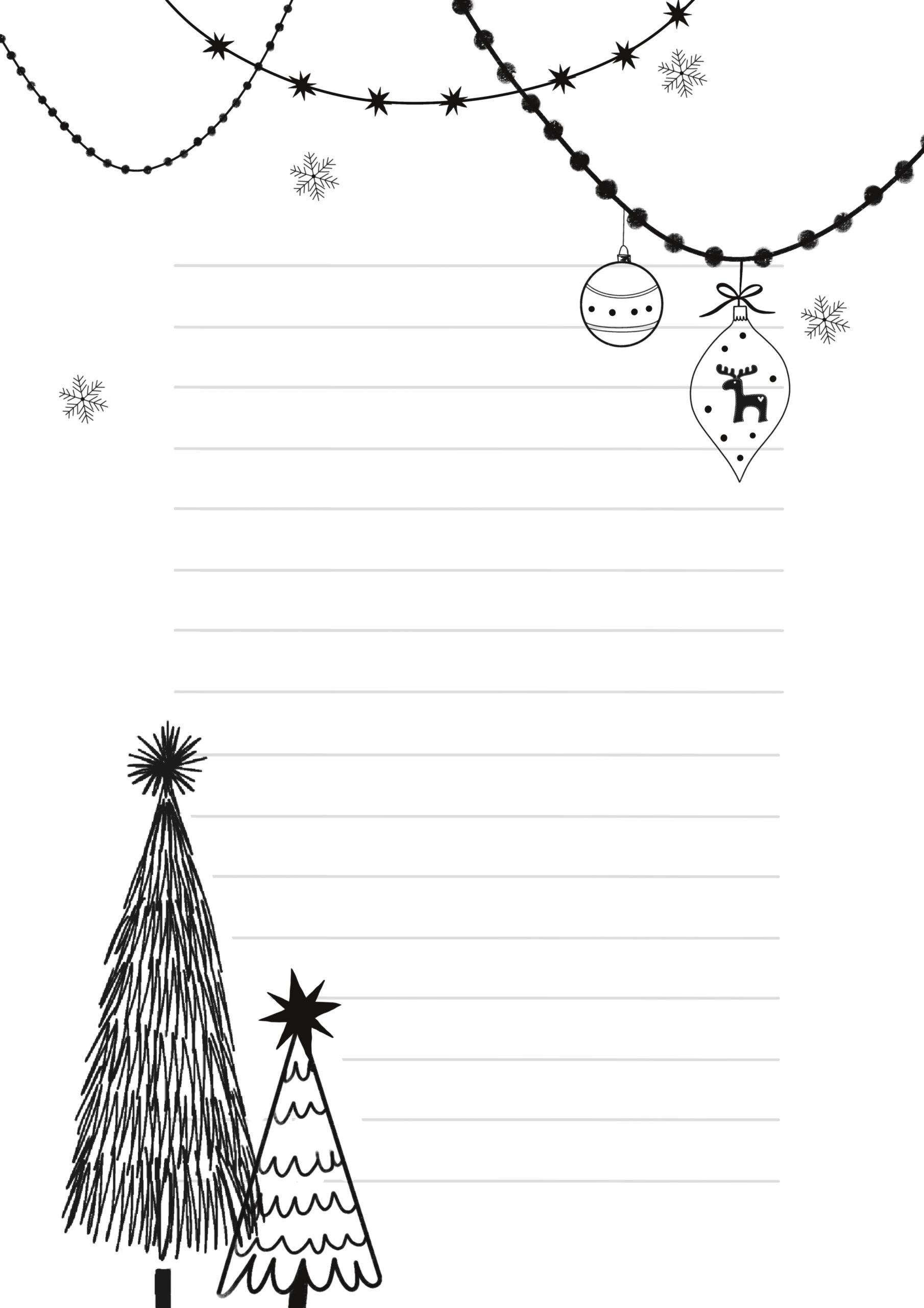 Printable Christmas Doodle Stationery for Black And White Christmas Stationery Printable