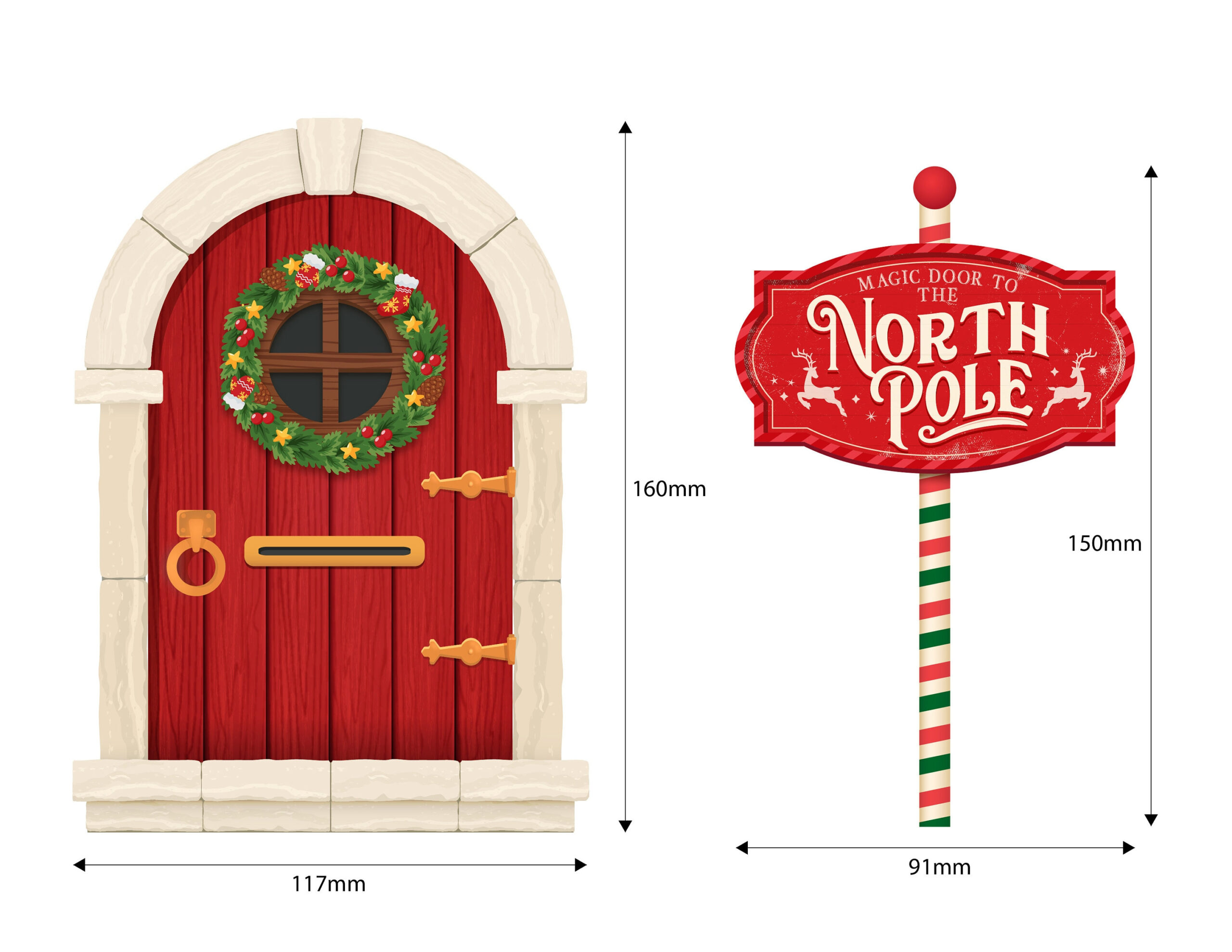 Printable Christmas Elf Door, Christmas Decoration, Digital Files throughout Elf Door Printable