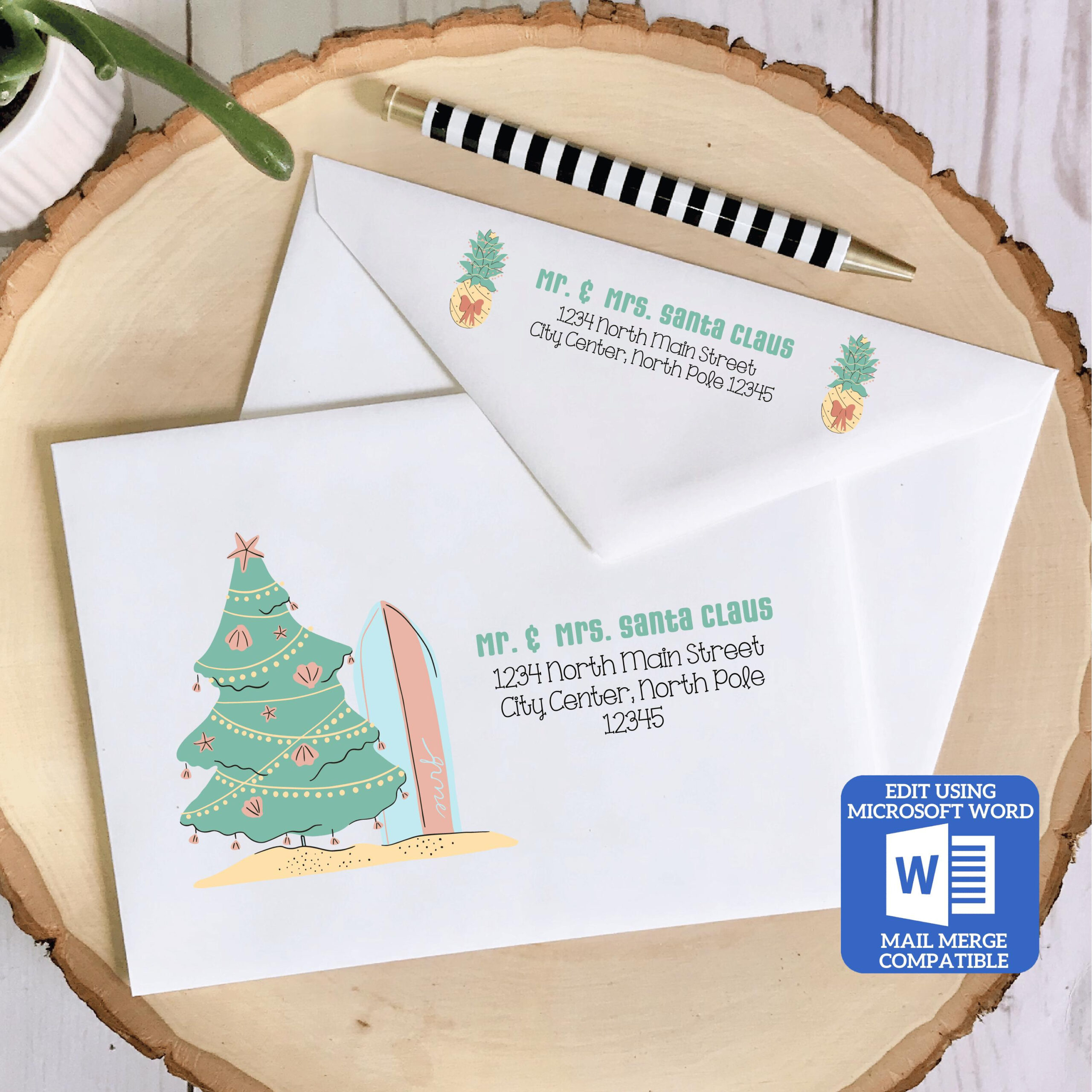 Printable Christmas Envelope Template | Hawaiian Holiday Design pertaining to Printable Christmas Card Envelopes 5X7