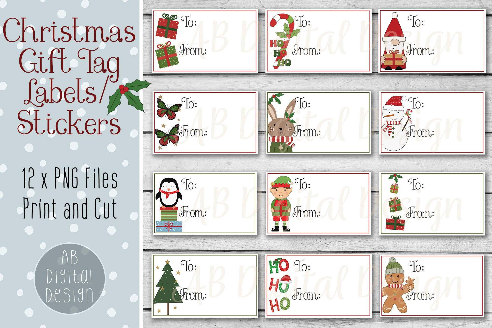 Printable Christmas Gift Tag Labels For Print And Cut intended for Christmas Label Stickers Printable