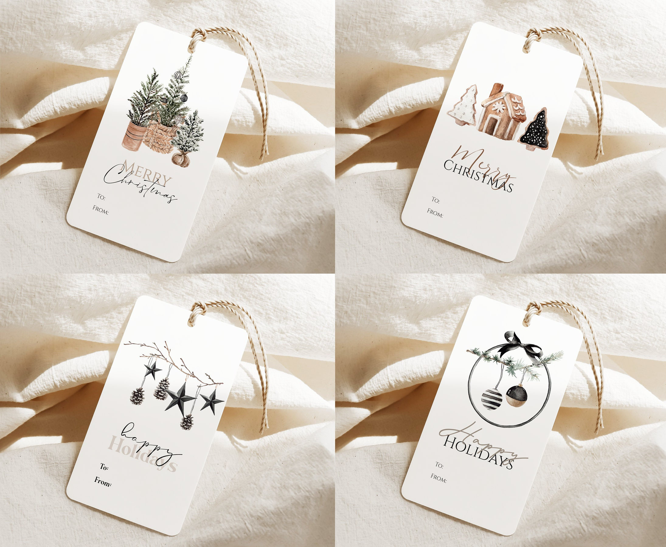 Printable Christmas Gift Tags Set Of 4 | Christmas Tags | Boho regarding Minimalist Christmas Gift Tag Printable