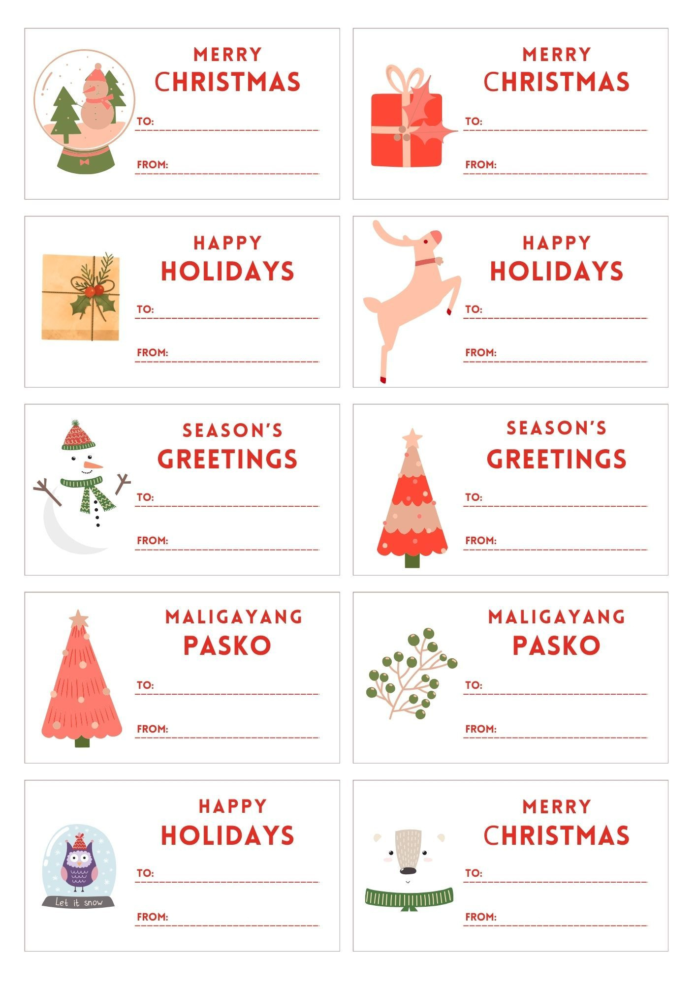 Printable Christmas Gift Tagsnethpdl - Raket.ph for Christmas Gift Tags Printable