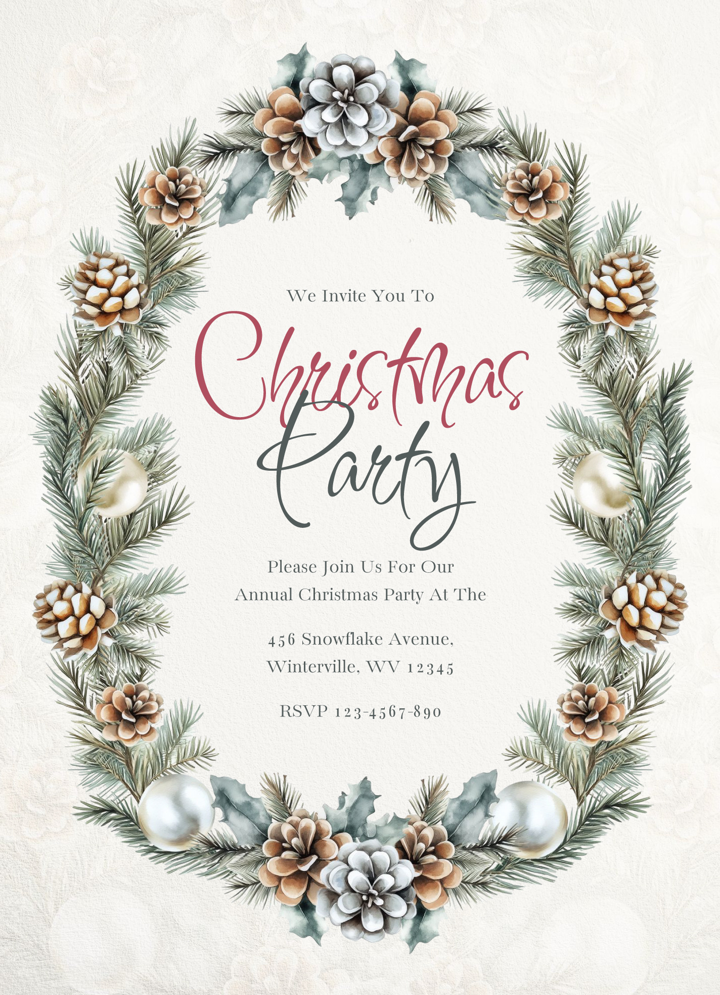 Printable Christmas Invitation Free Google Docs Template - Gdoc.io within Christmas Party Invitation Template Printable