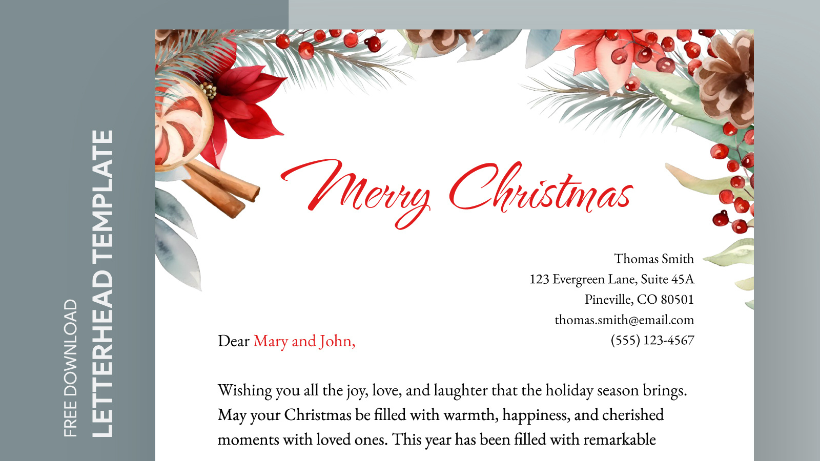 Printable Christmas Letterhead Free Google Docs Template - Gdoc.io intended for Printable Downloadable Christmas Letterhead