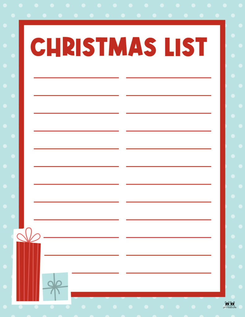 Printable Christmas Lists - 50 Free Printables | Printabulls for Christmas List Ideas Printable