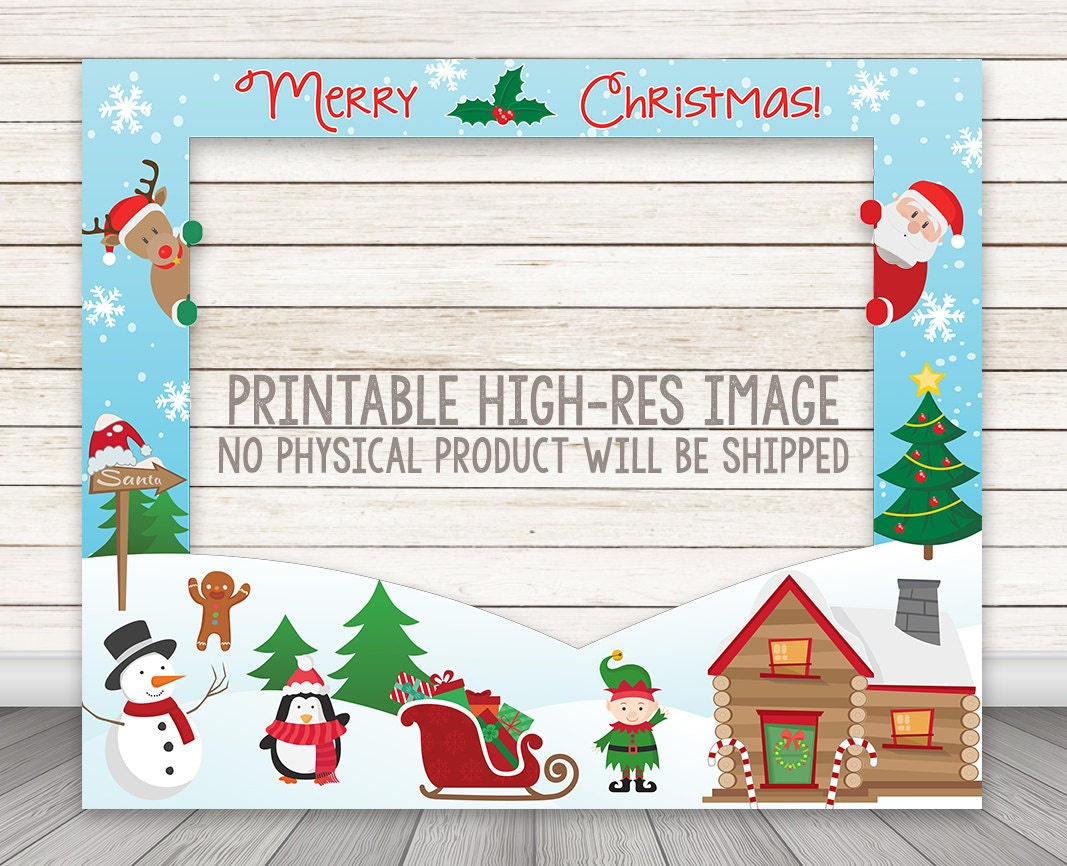 Printable Christmas Photo Booth Frame, Holiday Party Photo Booth with regard to Christmas Photo Frame Printable