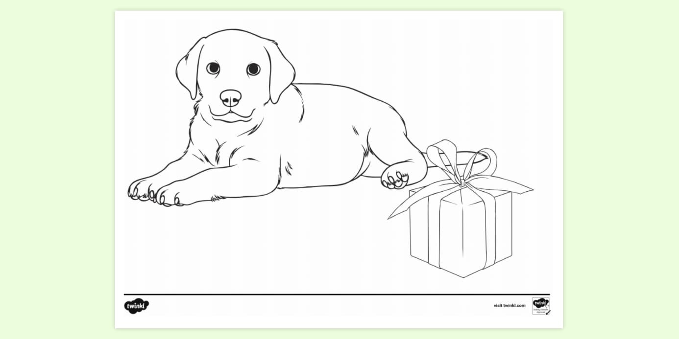 Printable Christmas Puppy Colouring Page in Christmas Puppy Printable