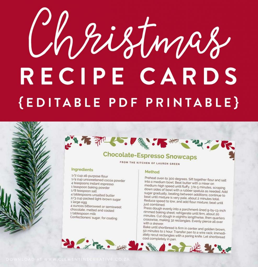 Printable Christmas Recipe Card {Editable Pdf Template regarding Printable Christmas Recipe Card Template