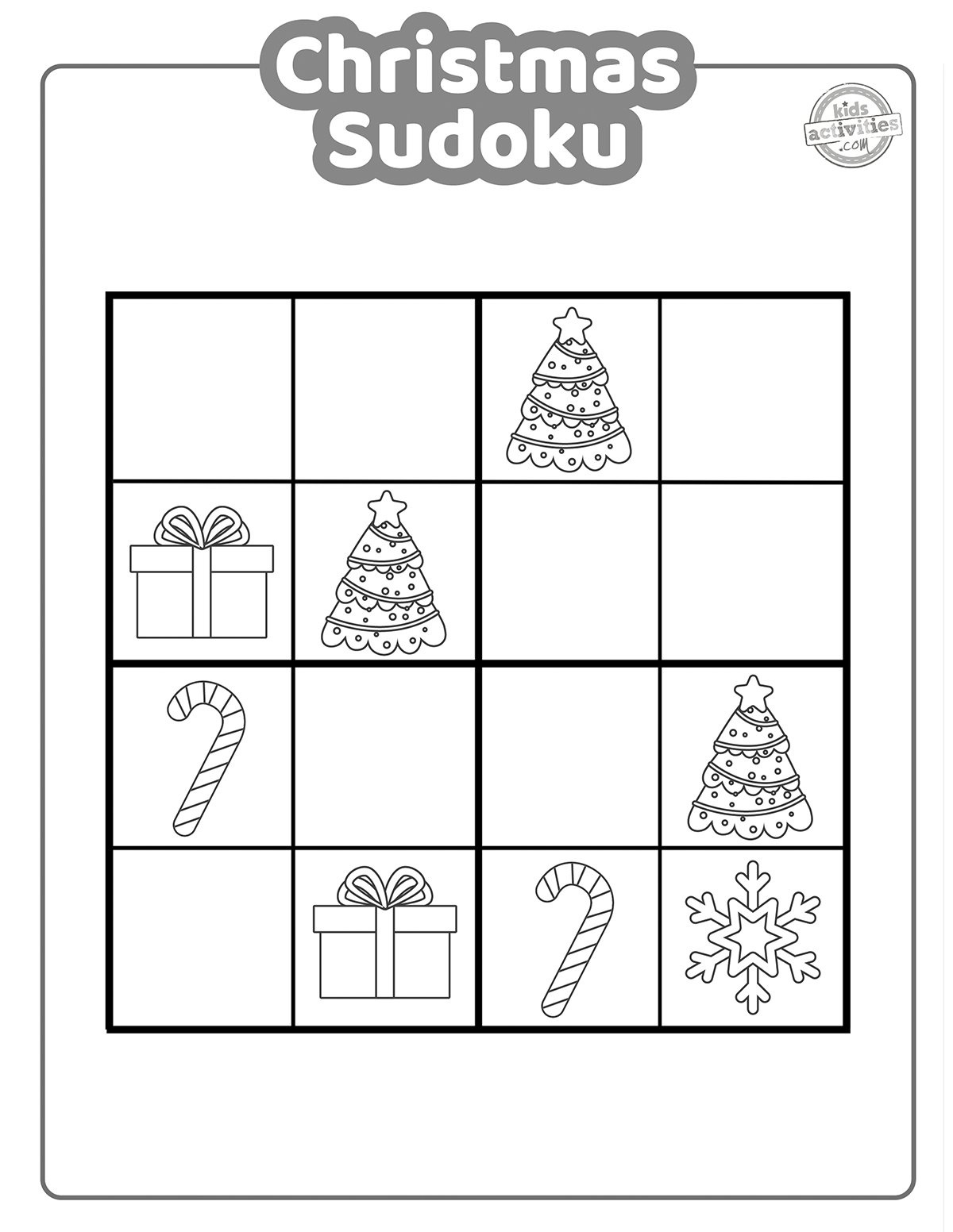 Printable Christmas Sudoku Picture Puzzles For Kids | Kids for Christmas Sudoku Worksheet