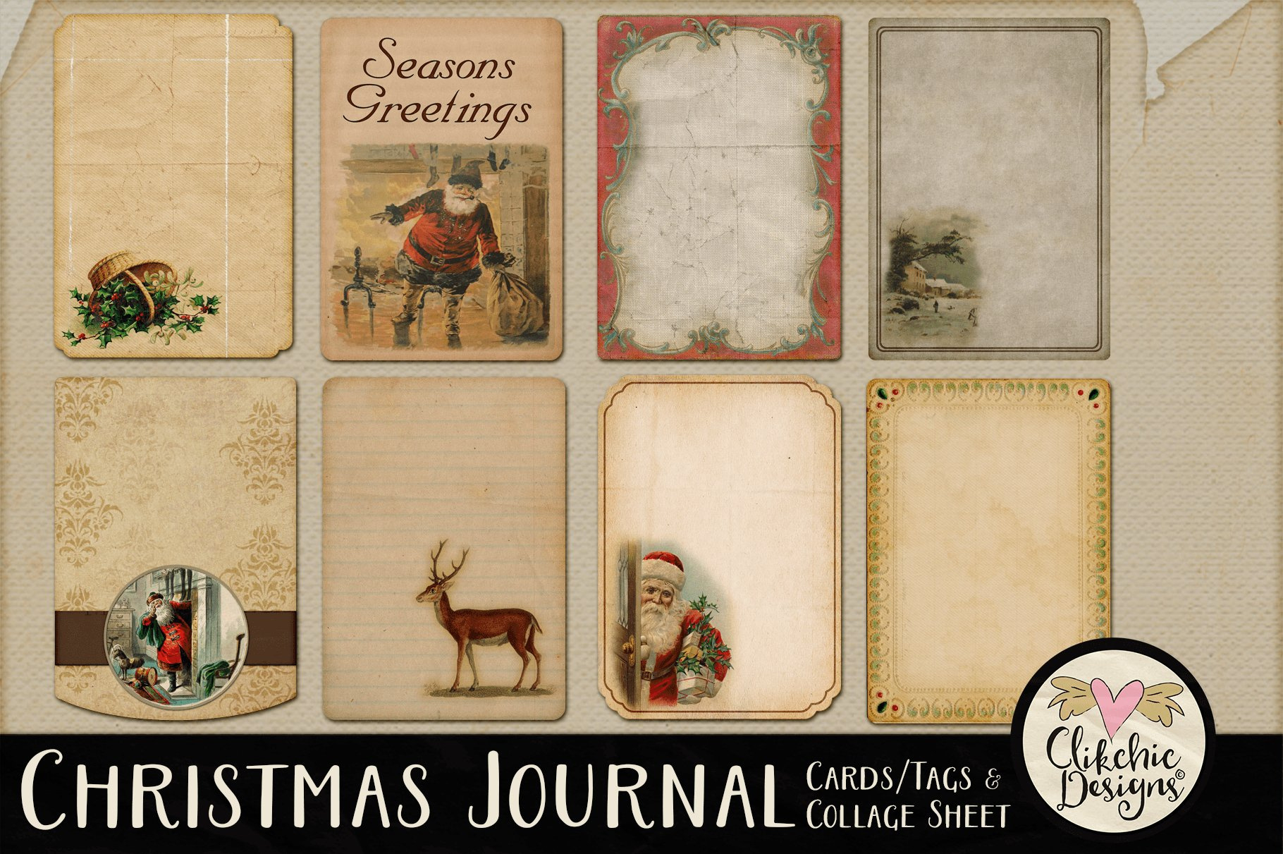 Printable Christmas Tags - Vintage Christmas Journal Cards inside Vintage Christmas Tags Printable