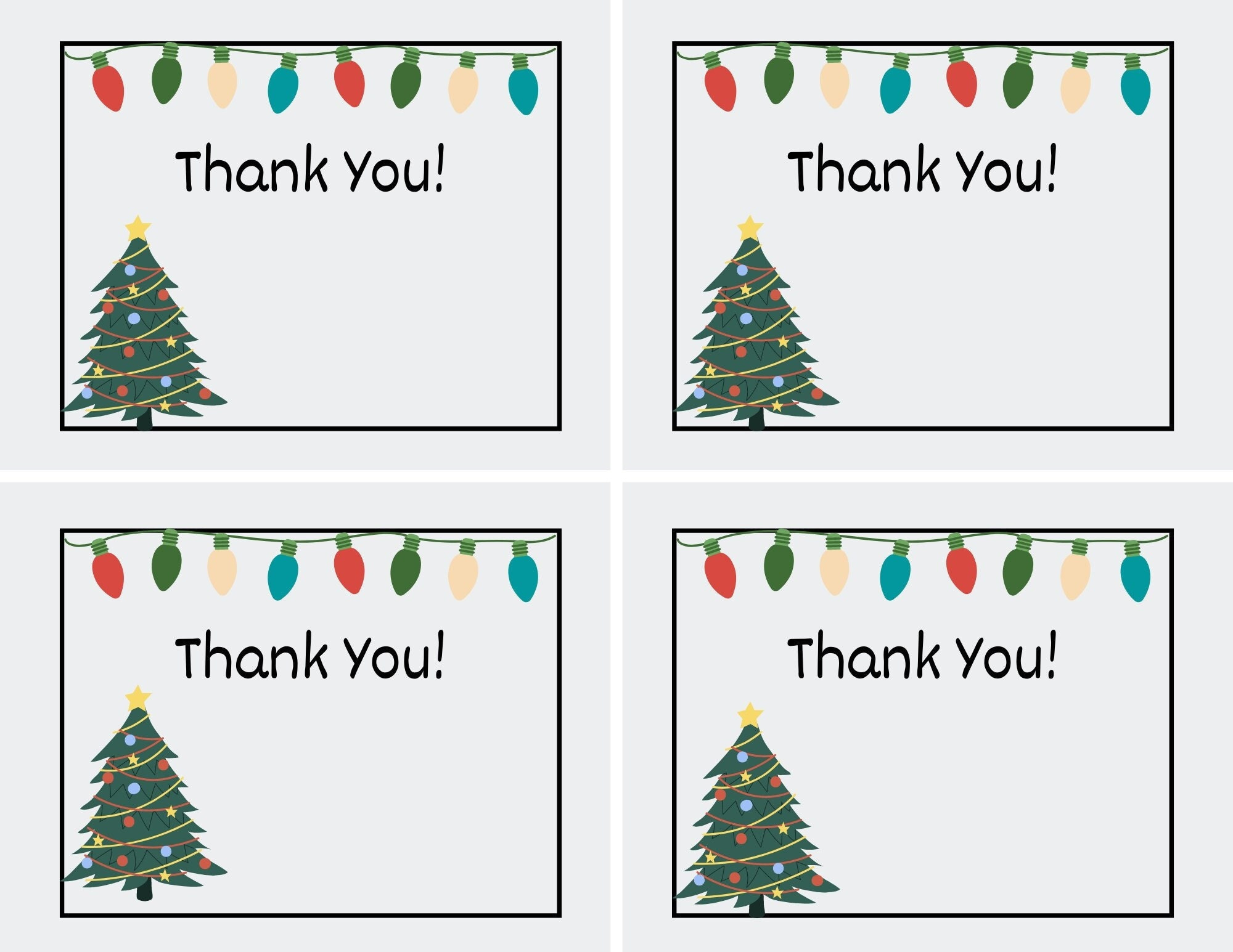 Printable Christmas Thank You Cards For Teachers, Students, Or pertaining to Holiday Thank You Cards Printable