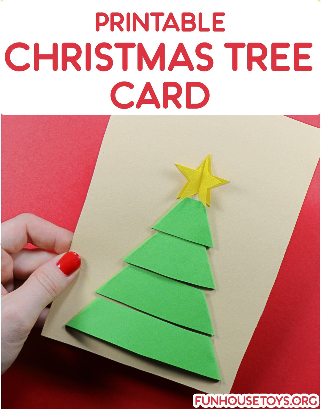 Printable Christmas Tree Card For Kids for Printable Christmas Card Craft