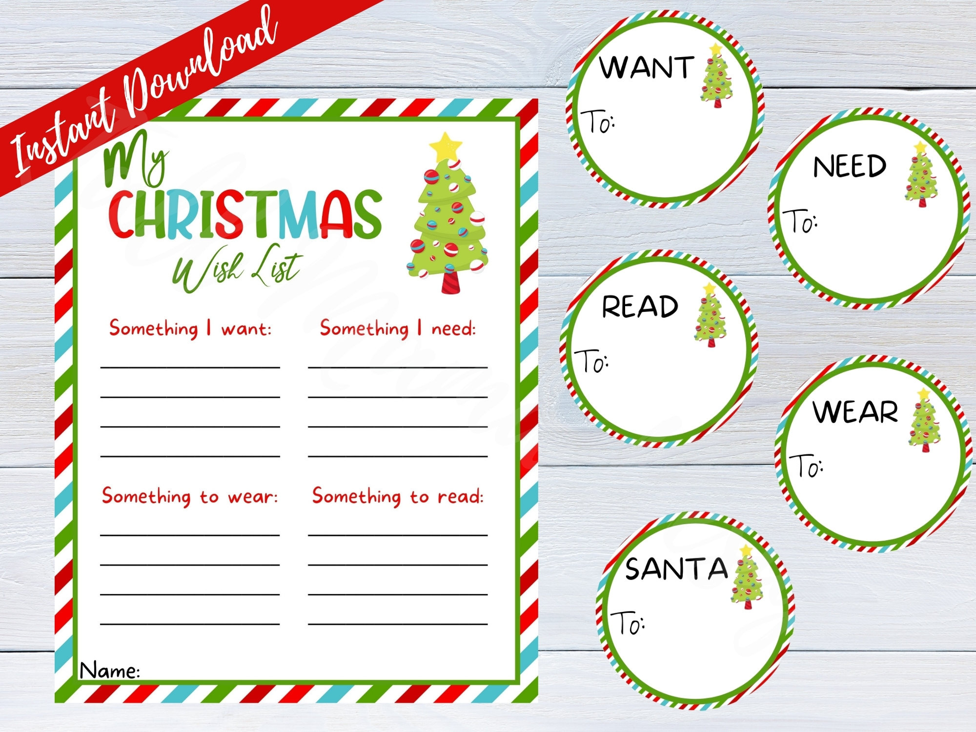 Printable Christmas Wish List, Secret Santa, Digital Download intended for What I Want For Christmas List Printable