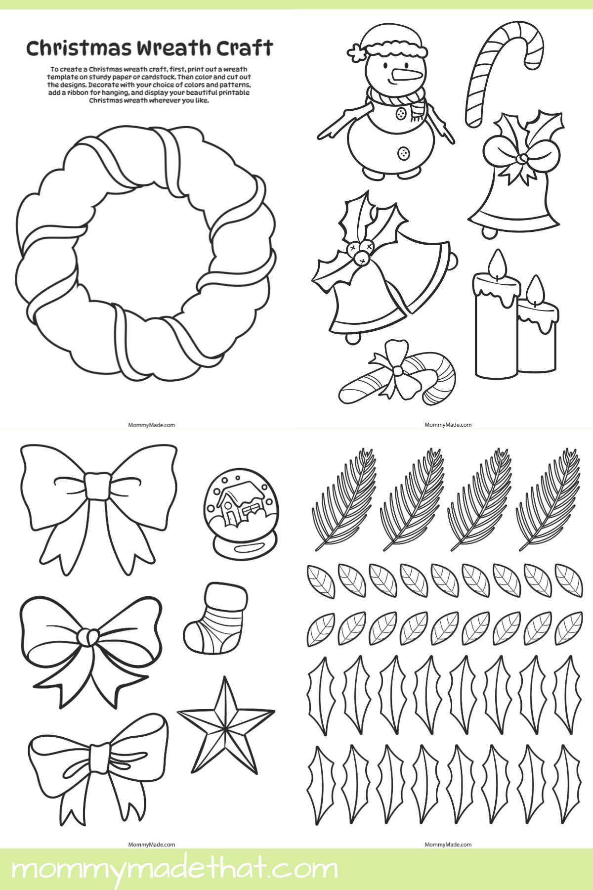 Printable Christmas Wreath Craft (Free Templates) pertaining to Free Printable Wreath Template