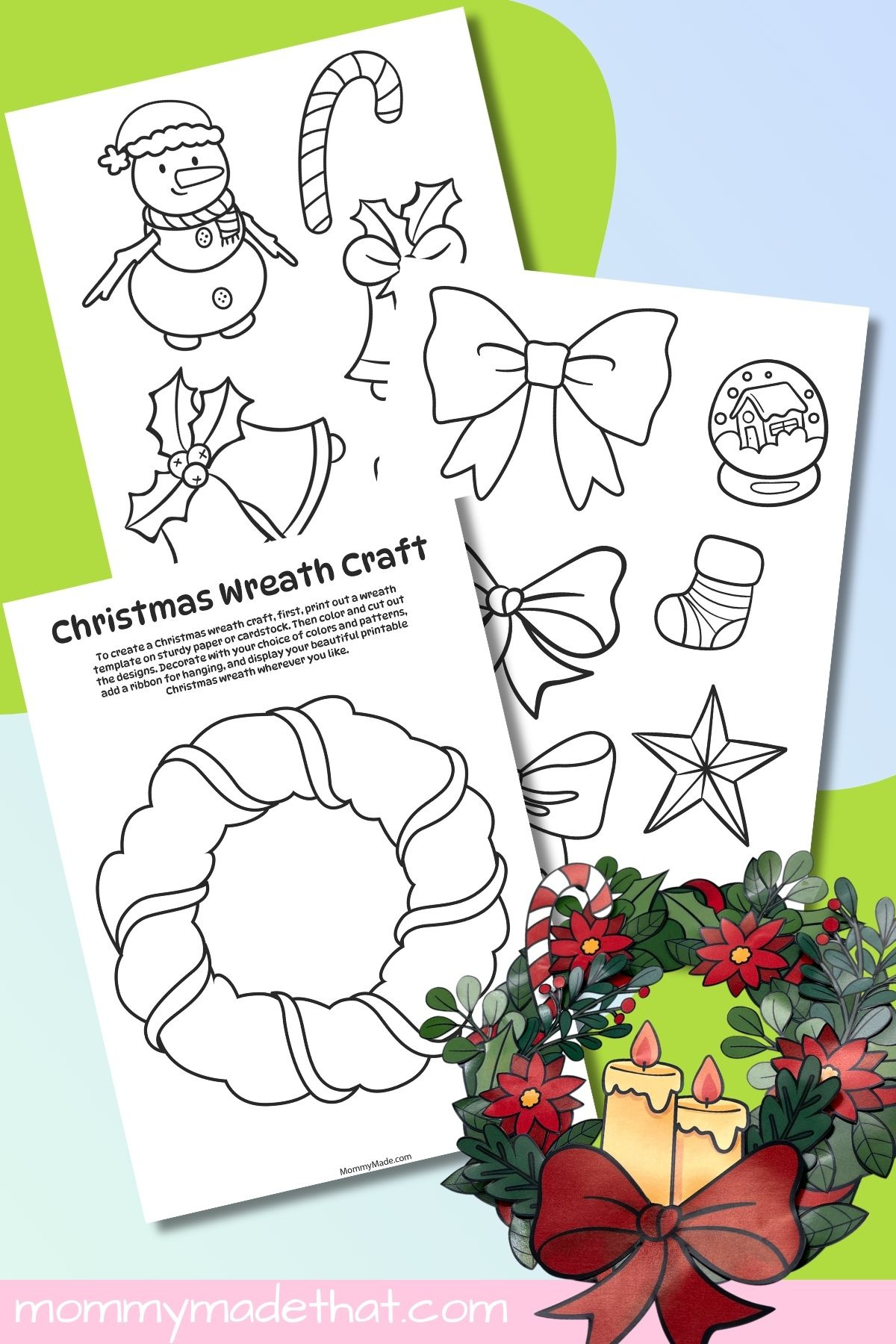Printable Christmas Wreath Craft (Free Templates) pertaining to Wreath Printable