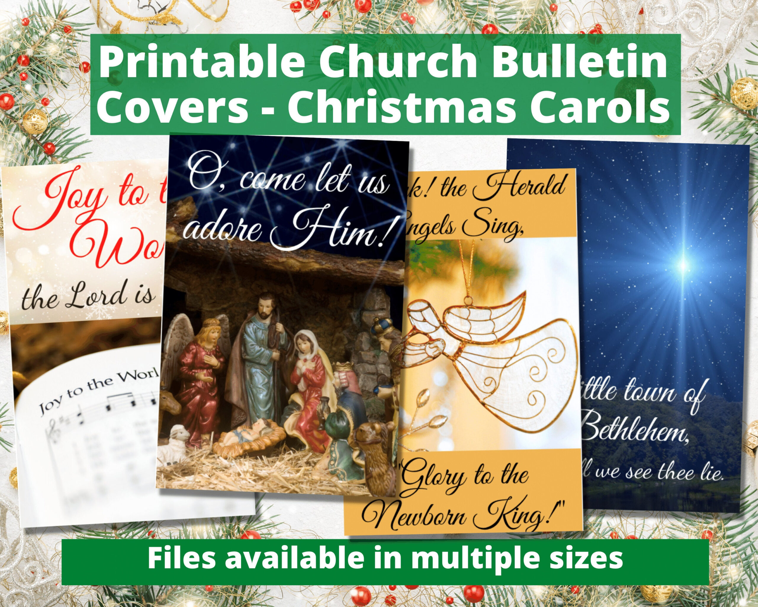 Printable Church Bulletin Covers - Christmas Carols - Multiple for Free Printable Christmas Church Bulletin Covers