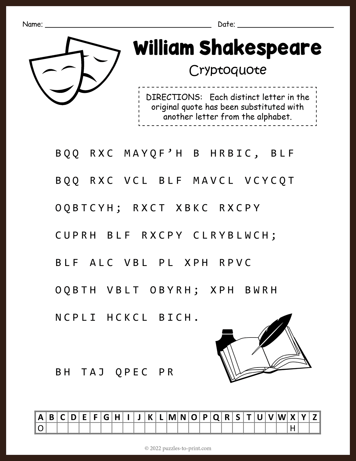 Printable Cryptogram And Cryptoquote Puzzles with Free Printable Cryptofamilies Puzzles