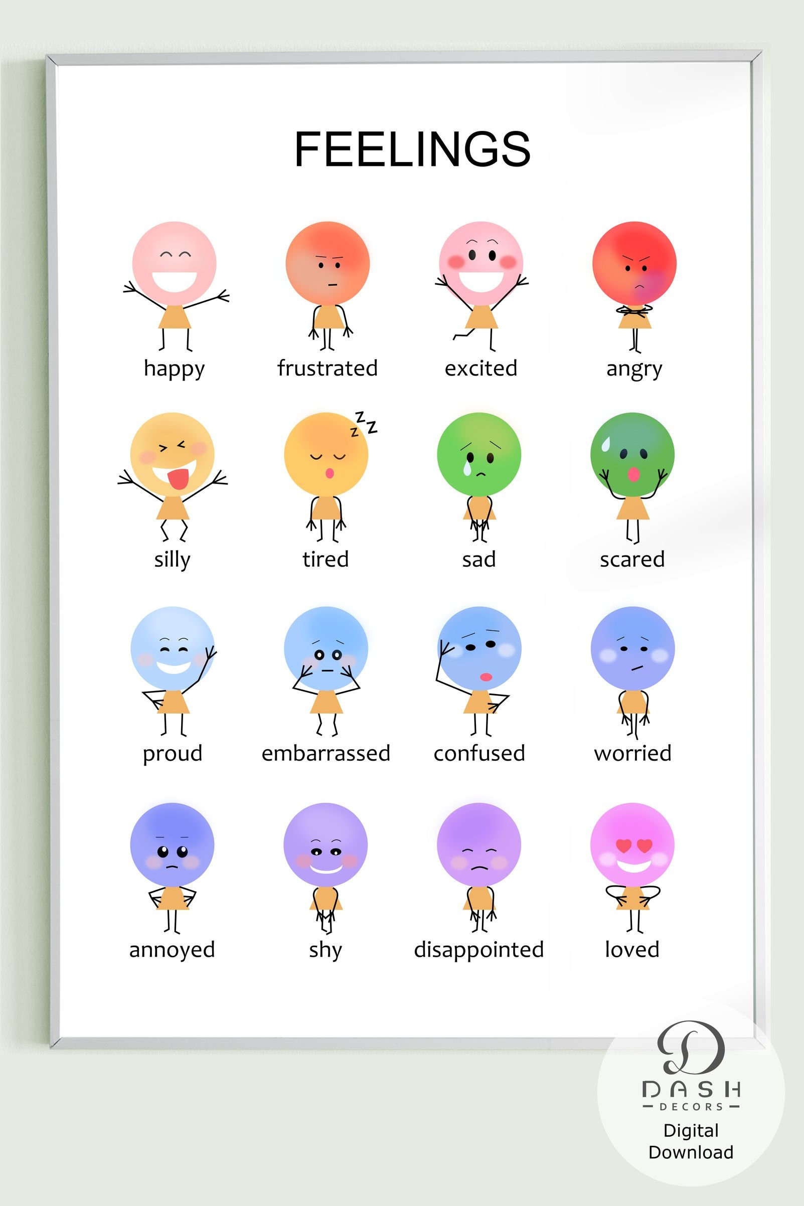 Printable Emotion Chart Poster Für Kinder Und Montessori Vorschule intended for Feelings Chart Printable