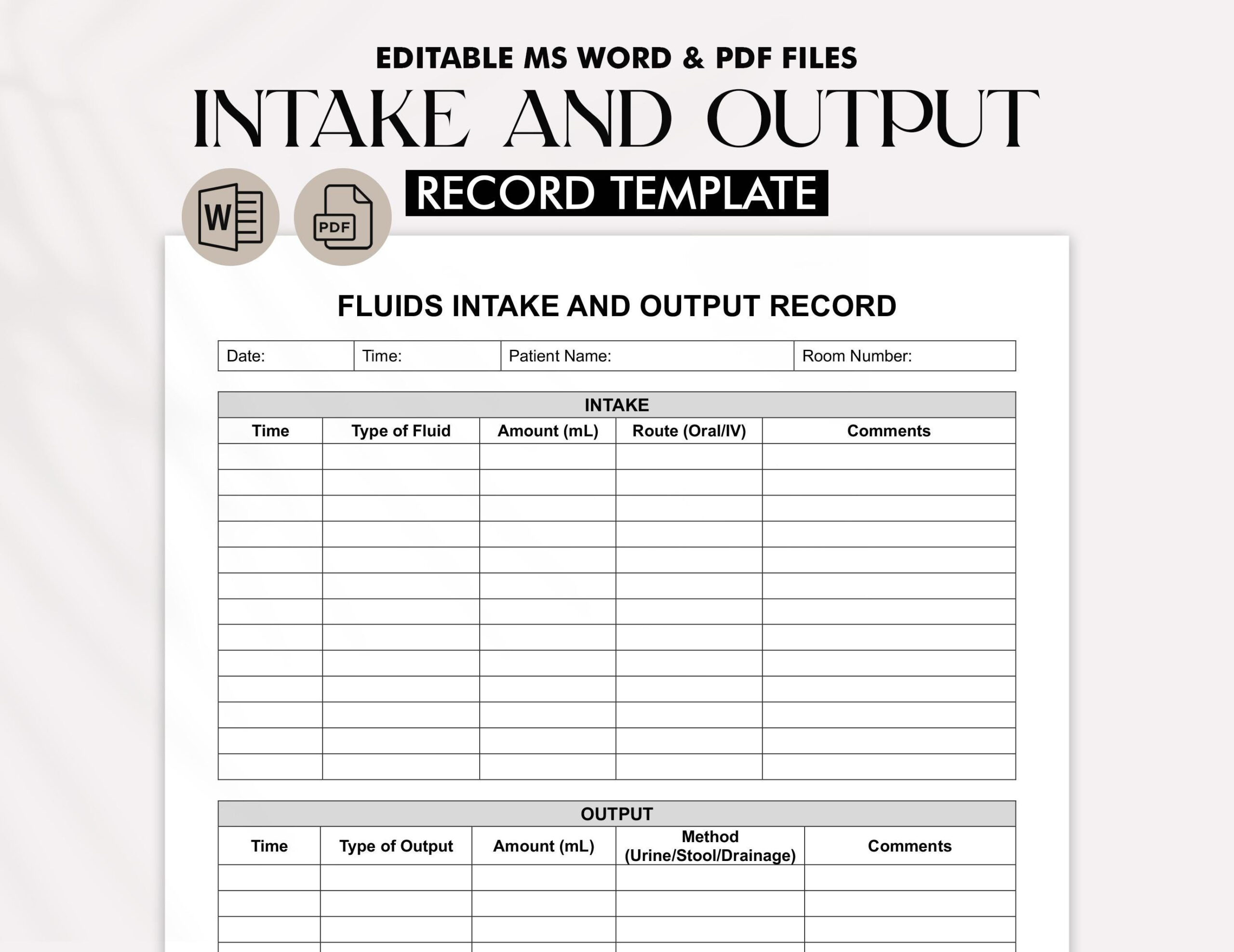 Printable Fluid Intake And Output Record Template | Nursing inside Intake and Output Chart Printable