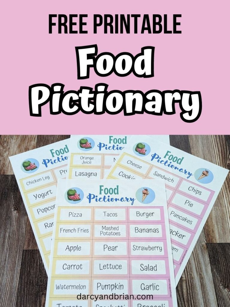 Printable Food Pictionary Game For Kids within Free Printable Pictionary Cards