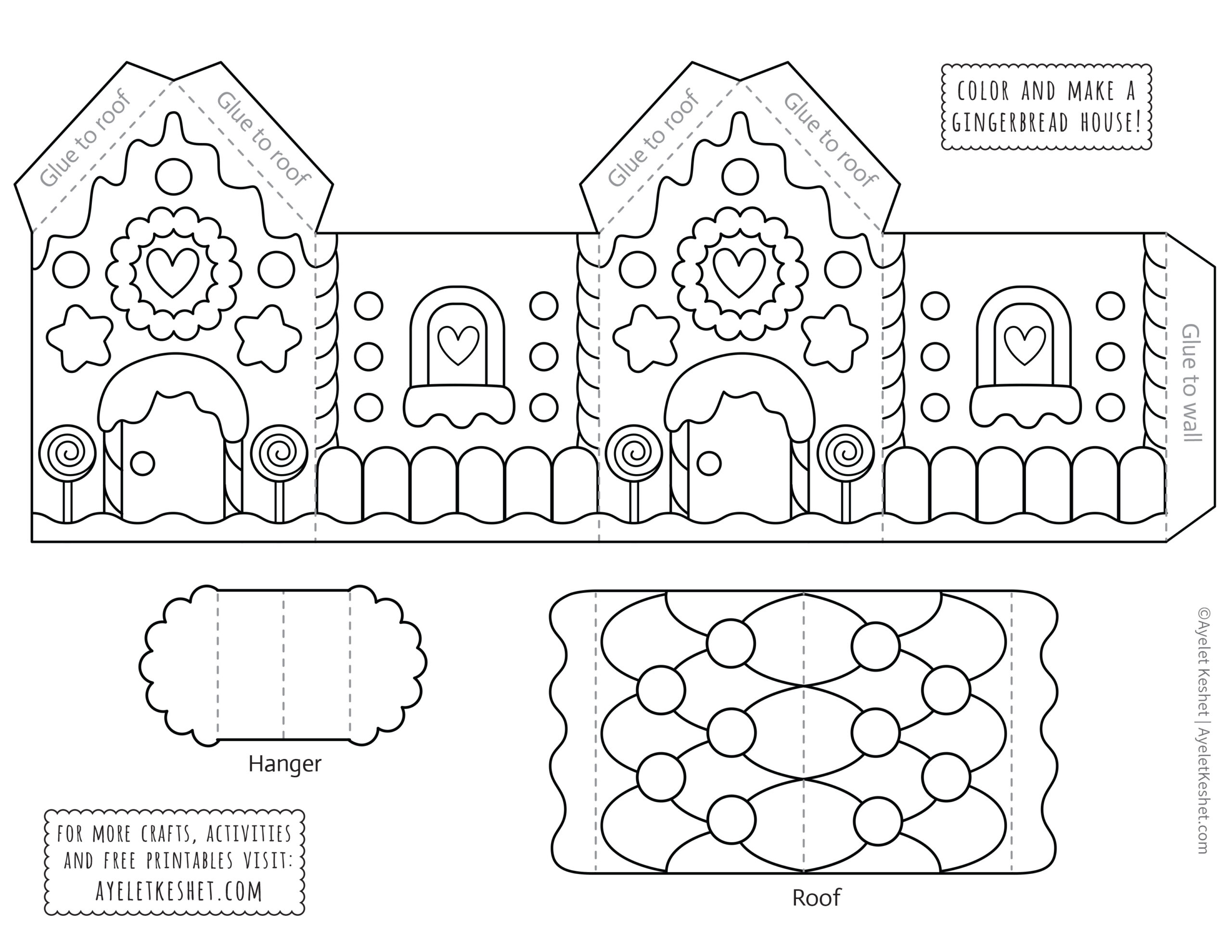 Printable Gingerbread House Template To Color - Ayelet Keshet throughout Build A Gingerbread House Printable