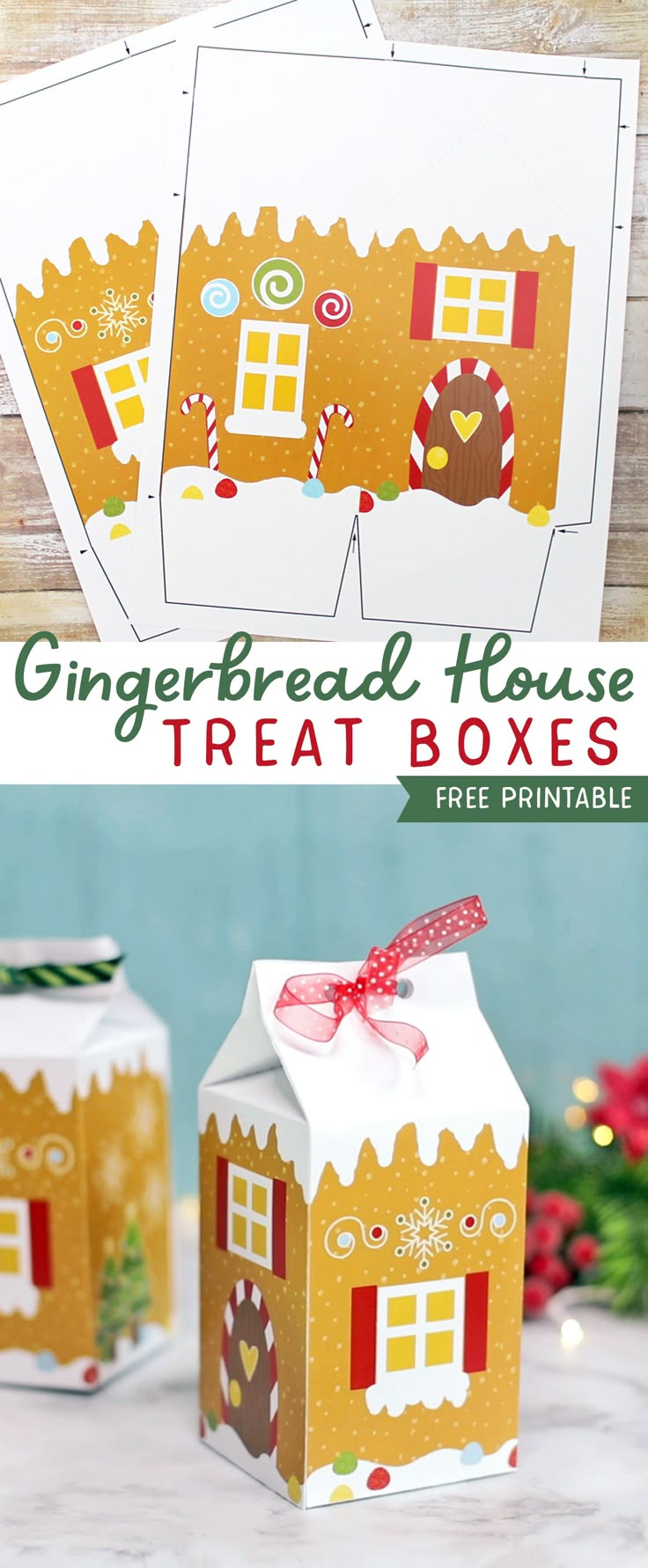 Printable Gingerbread House Treat Boxes throughout Gingerbread Treat Box Printable