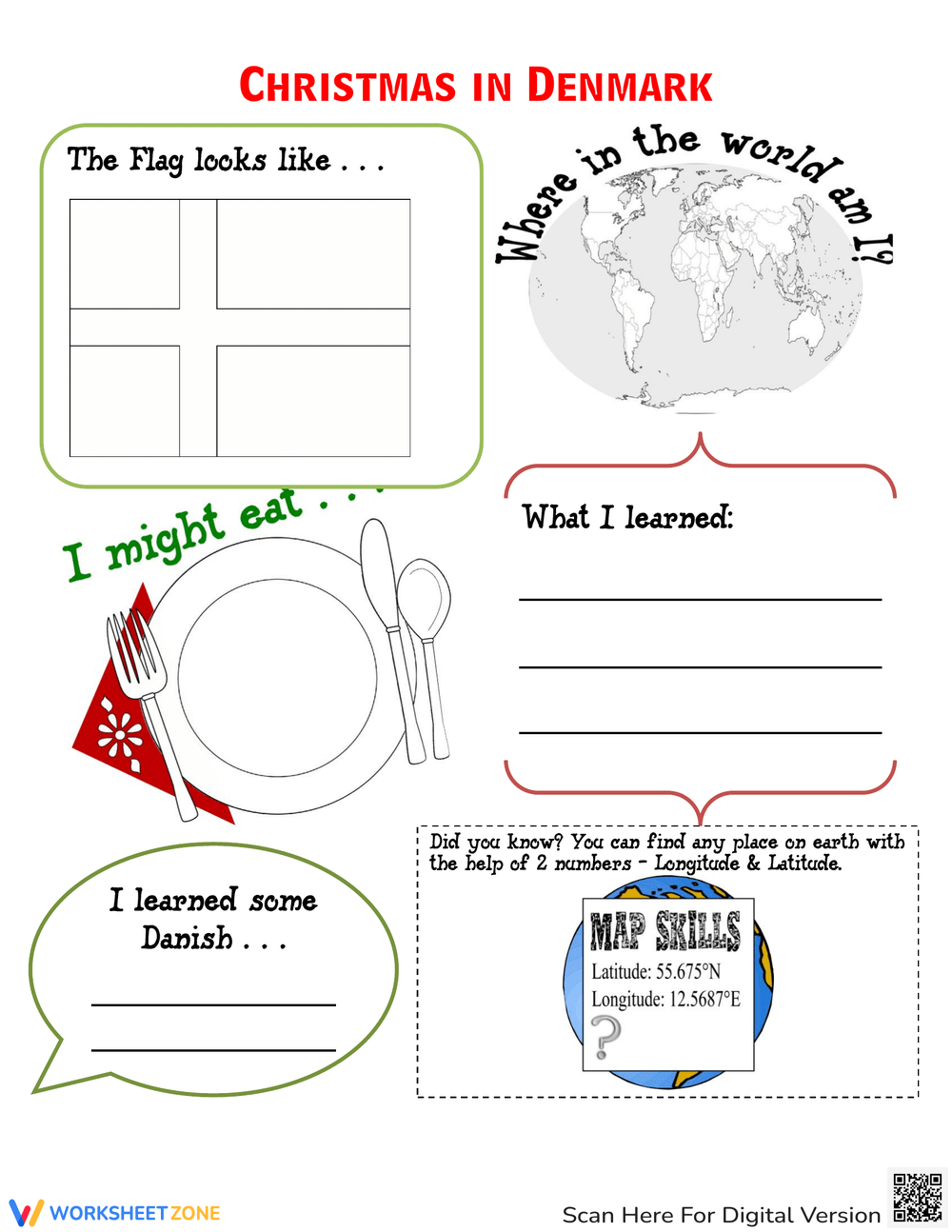 Printable Grade 4 Christmas Around The World Worksheets Worksheets inside Christmas Map Skills Worksheet