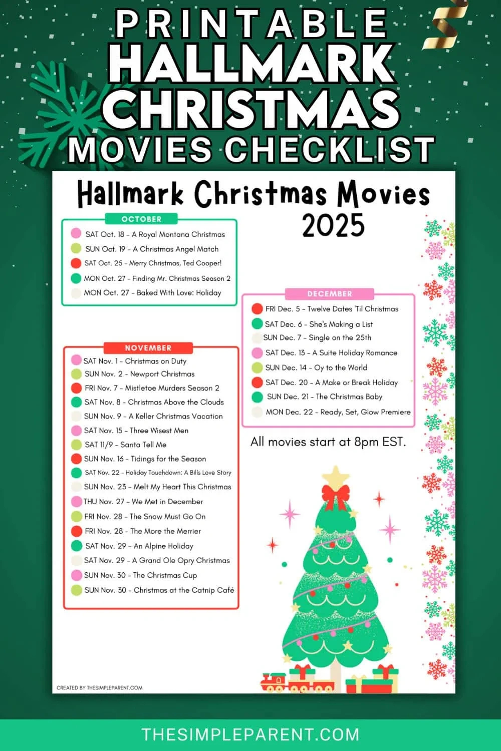 Printable Hallmark Christmas Movie Schedule – Updated For 2025! pertaining to Christmas Movie Schedule Printable