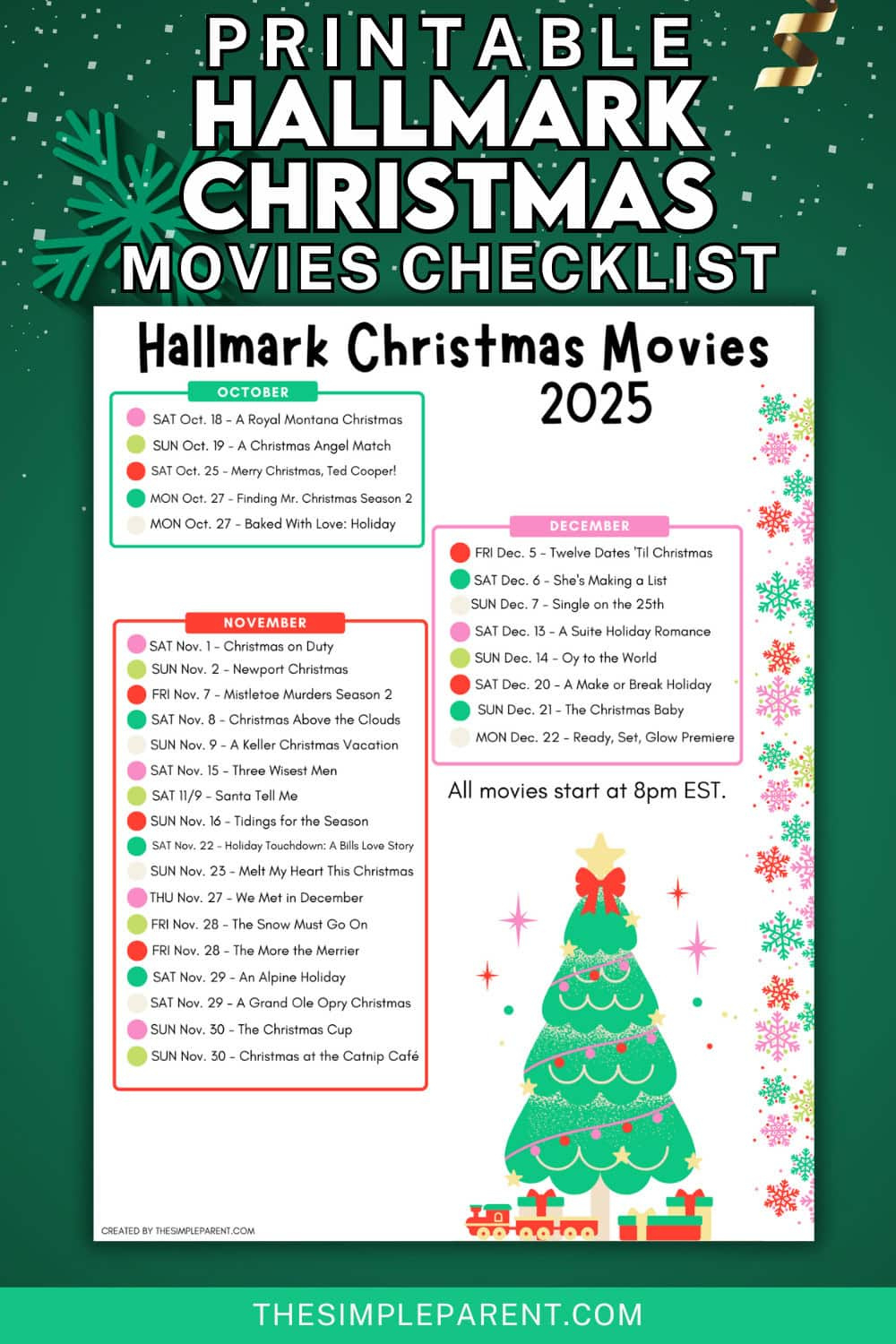 Printable Hallmark Christmas Movie Schedule – Updated For 2025! throughout Printable List of All Hallmark Christmas Movies