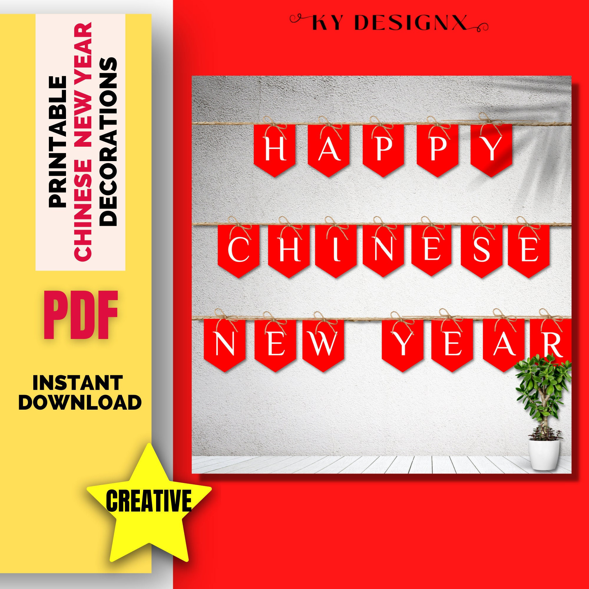 Printable Happy Chinese New Year Decoration, Lunar Year Printable intended for Chinese New Year Decorations Printables