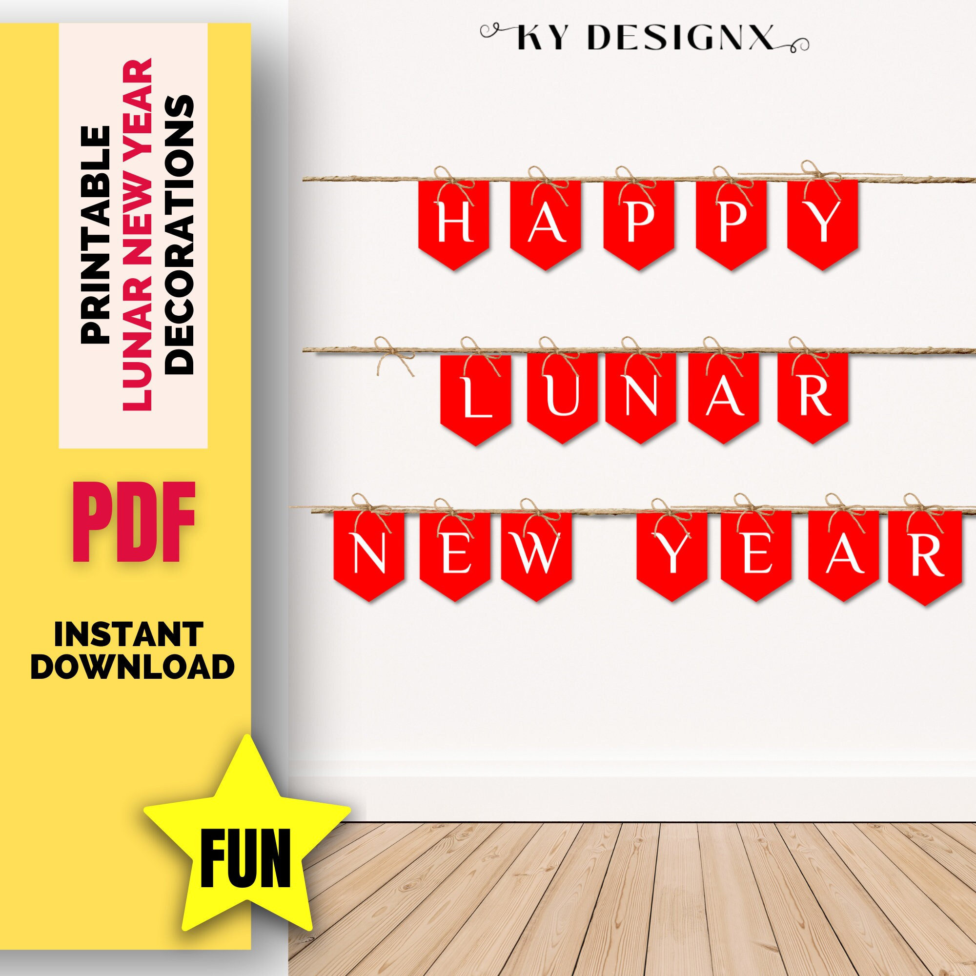 Printable Happy Lunar New Year Decoration, Lunar Year Printable inside Lunar New Year Printable Decorations