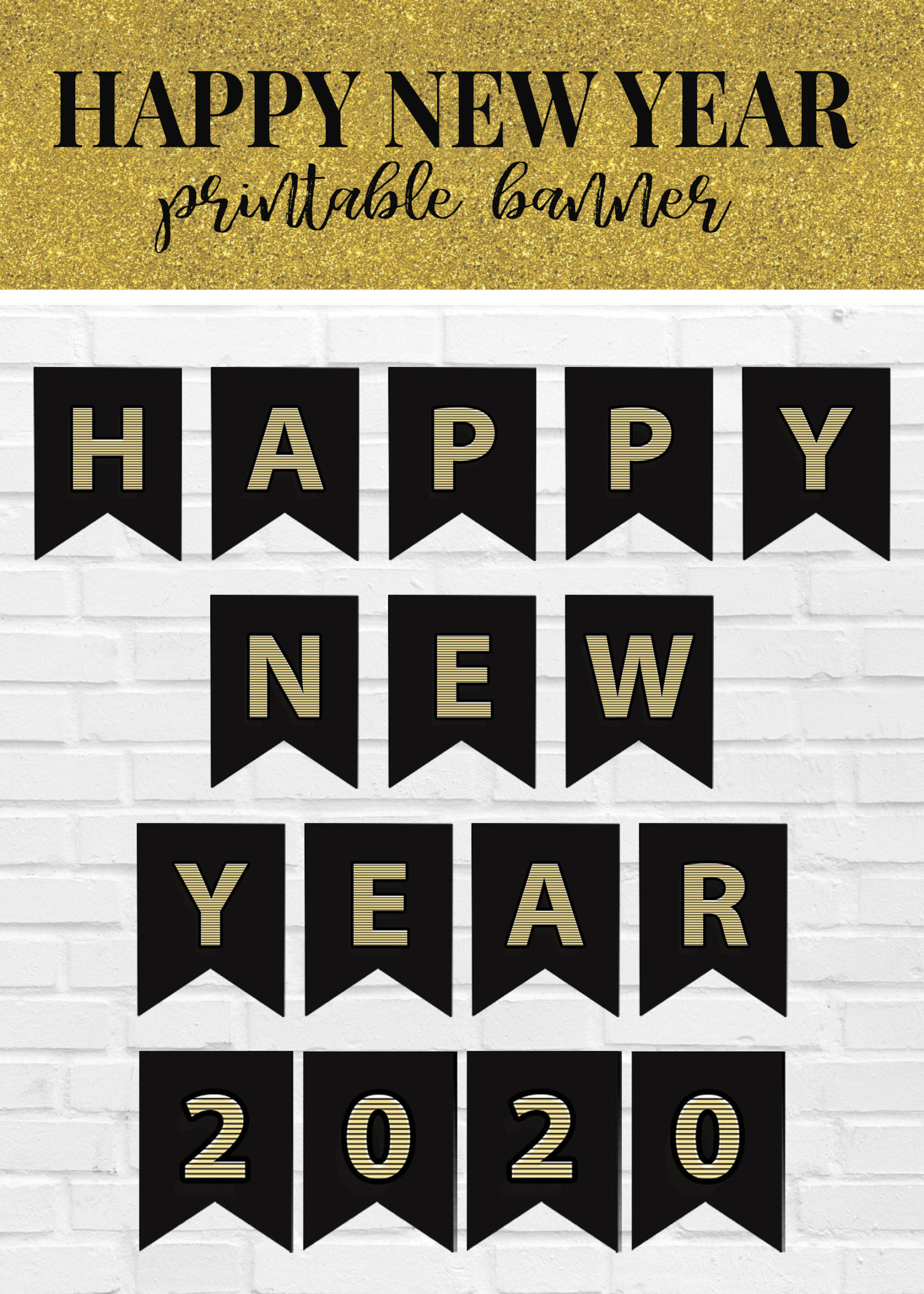 Printable Happy New Year Banner 2020 - Everyday Megan within Free Printable New Year Banner
