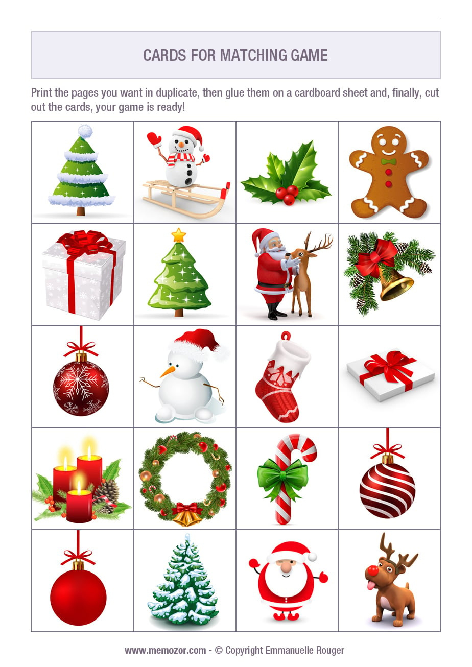 Printable Matching Game - Christmas - Print And Cut Out The Cards regarding Christmas Memory Game Printable