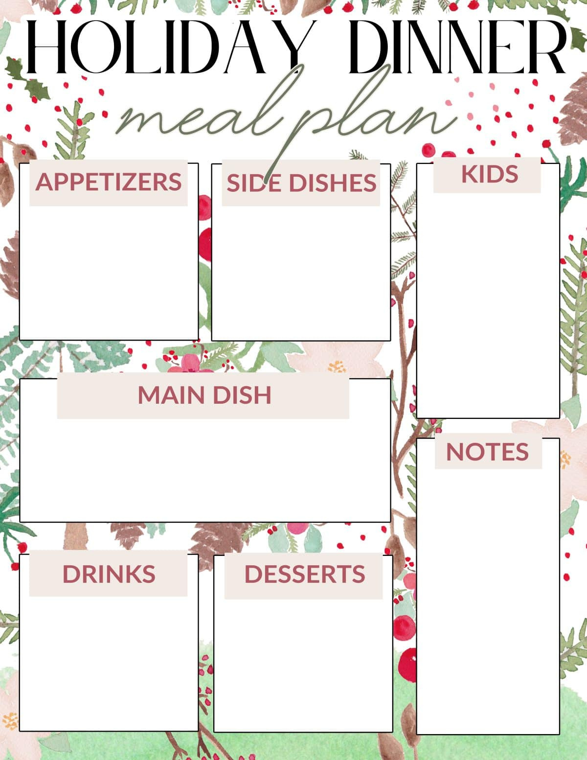 Printable Meal Planner For The Holidays! - For The Love Of Food throughout Holiday Meal Planner Printable