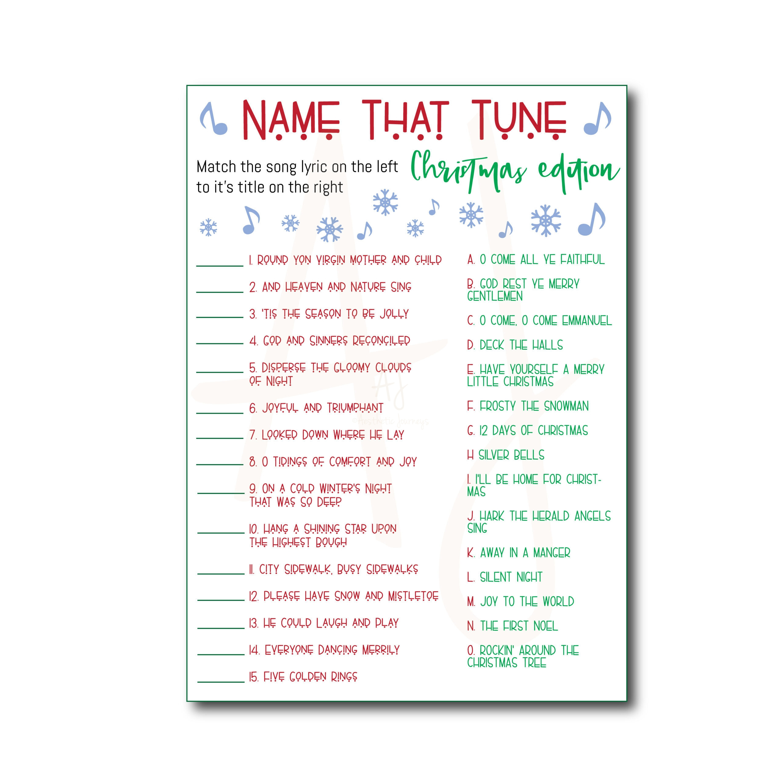 Printable Name That Tune Christmas Game intended for Christmas Name That Tune Printable