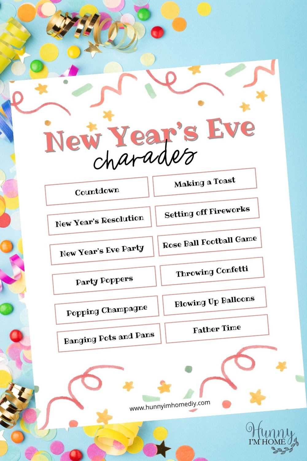 Printable New Years Eve Charades For Your Party with New Years Charades Printable