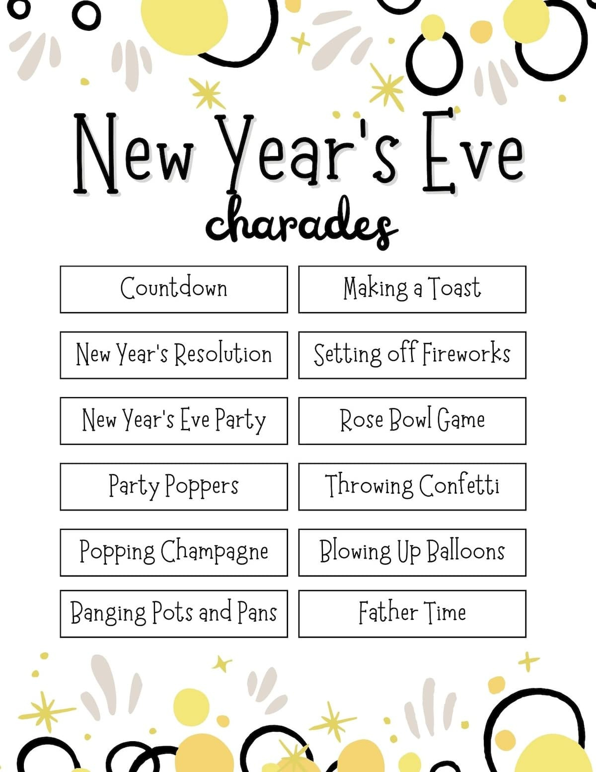Printable New Year&amp;#039;S Eve Games - Food Fun &amp;amp; Faraway Places inside Printable New Years Eve Games For Adults