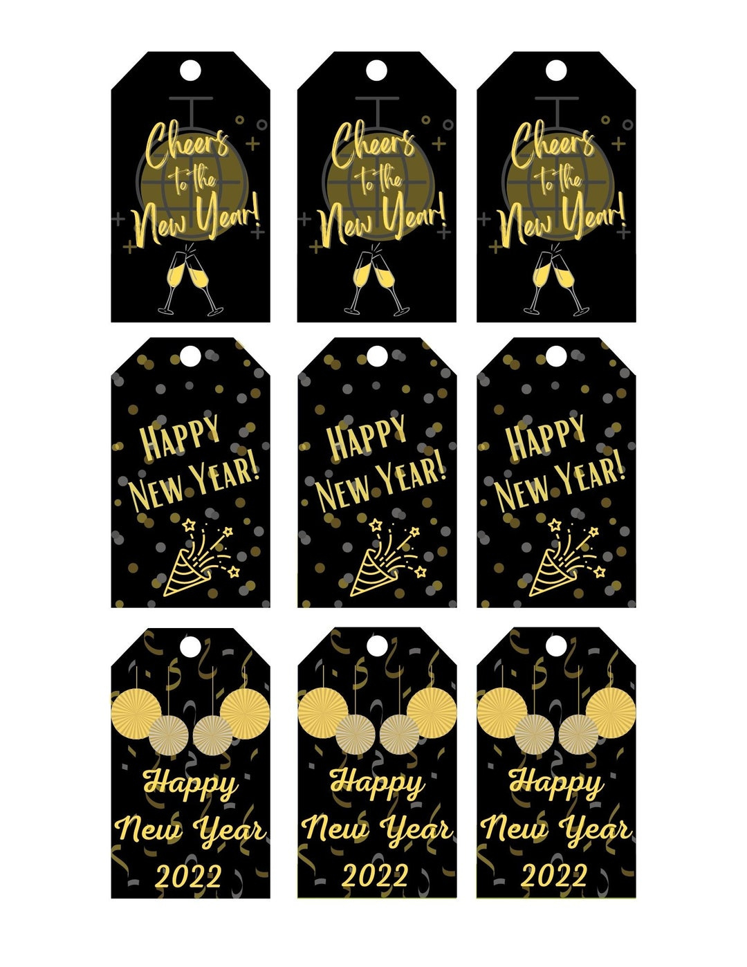 Printable New Years Gift Tags - Etsy intended for Free Printable Happy New Year Tags