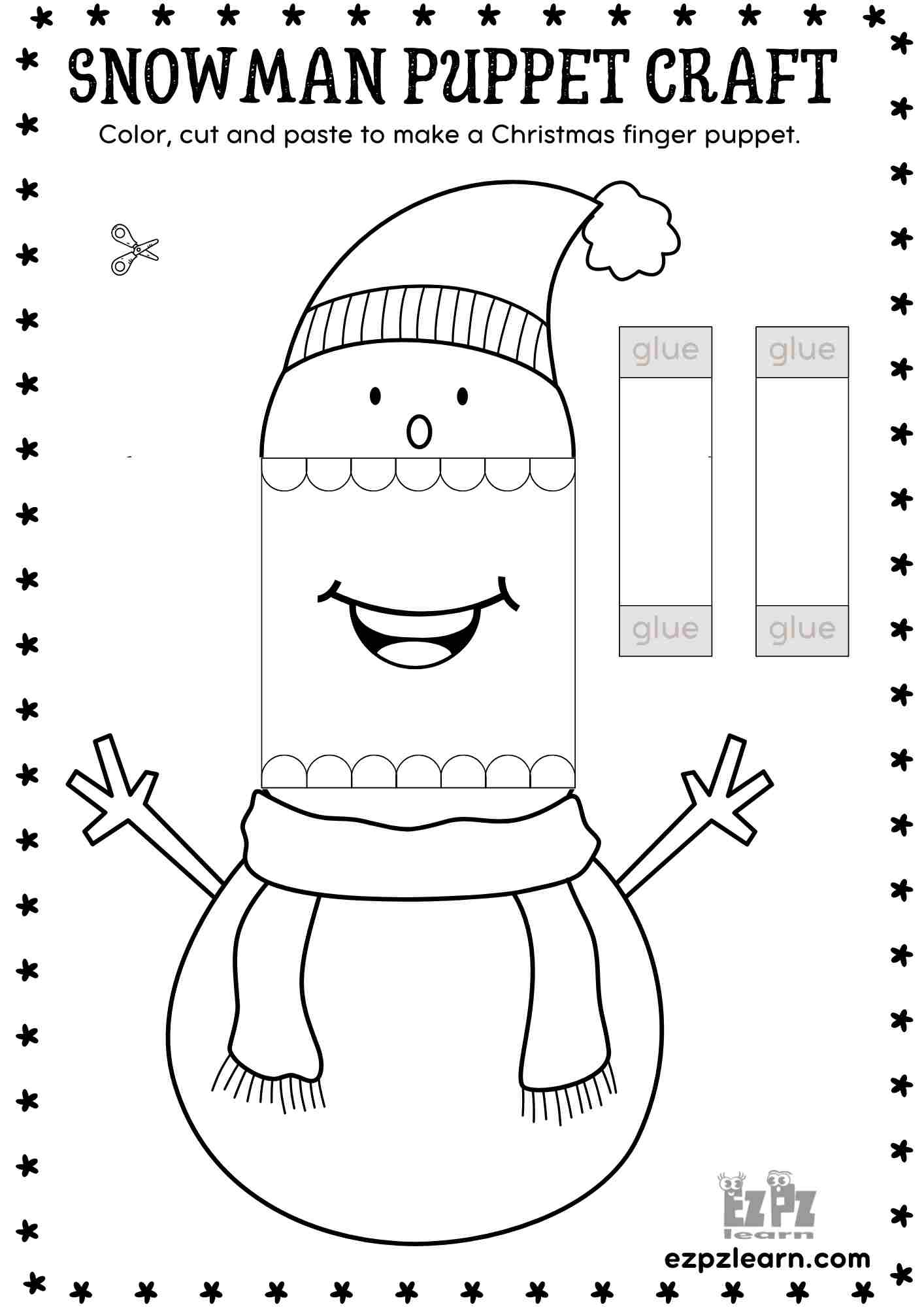 Printable Paper Snowman Christmas Puppet - Festive Diy Craft For regarding Snowman Puppet Printable